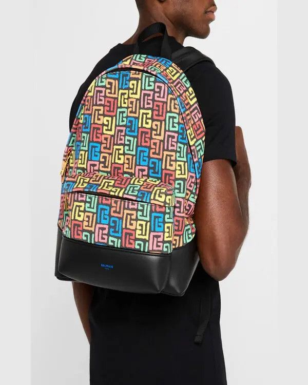 Balmain o1s1wg111225 Size:OS/Labyrinth Canvas Backpack in Multicolor Size ONE SIZE - 4 Thumbnail