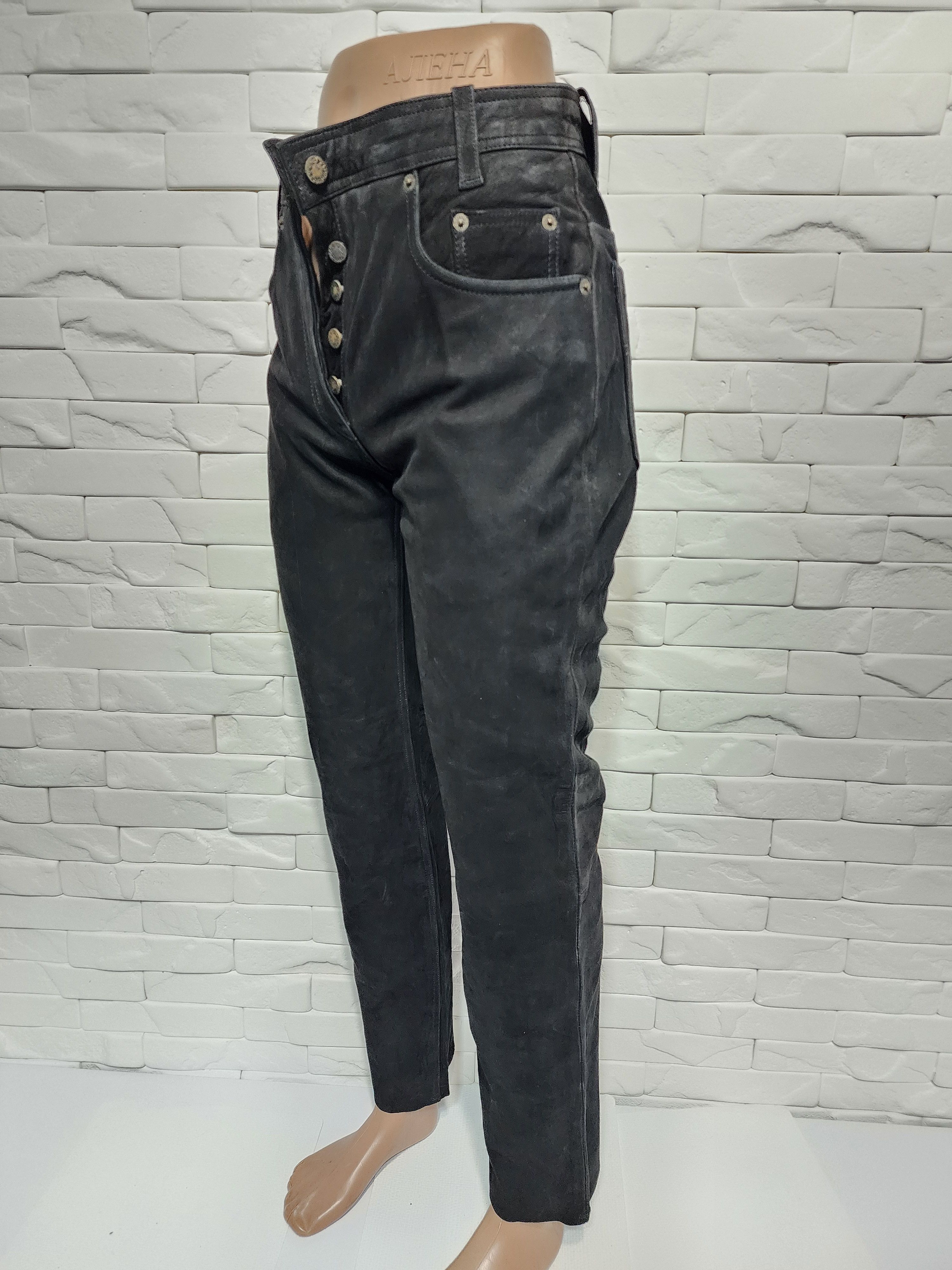 Genuine Leather Women's black pants made of genuine leather. Size 27" / US 4 / IT 40 - 2 Thumbnail