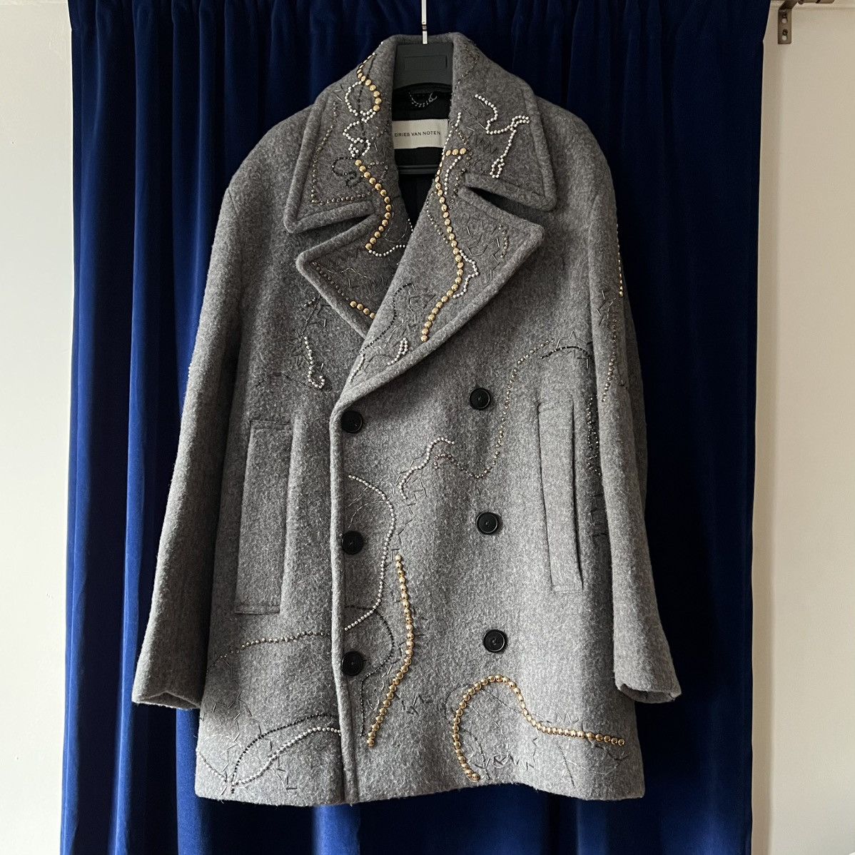 Dries Van Noten Dries Van Noten FW23 Raven Embellished Peacoat Size US M / EU 48-50 / 2 - 1 Thumbnail