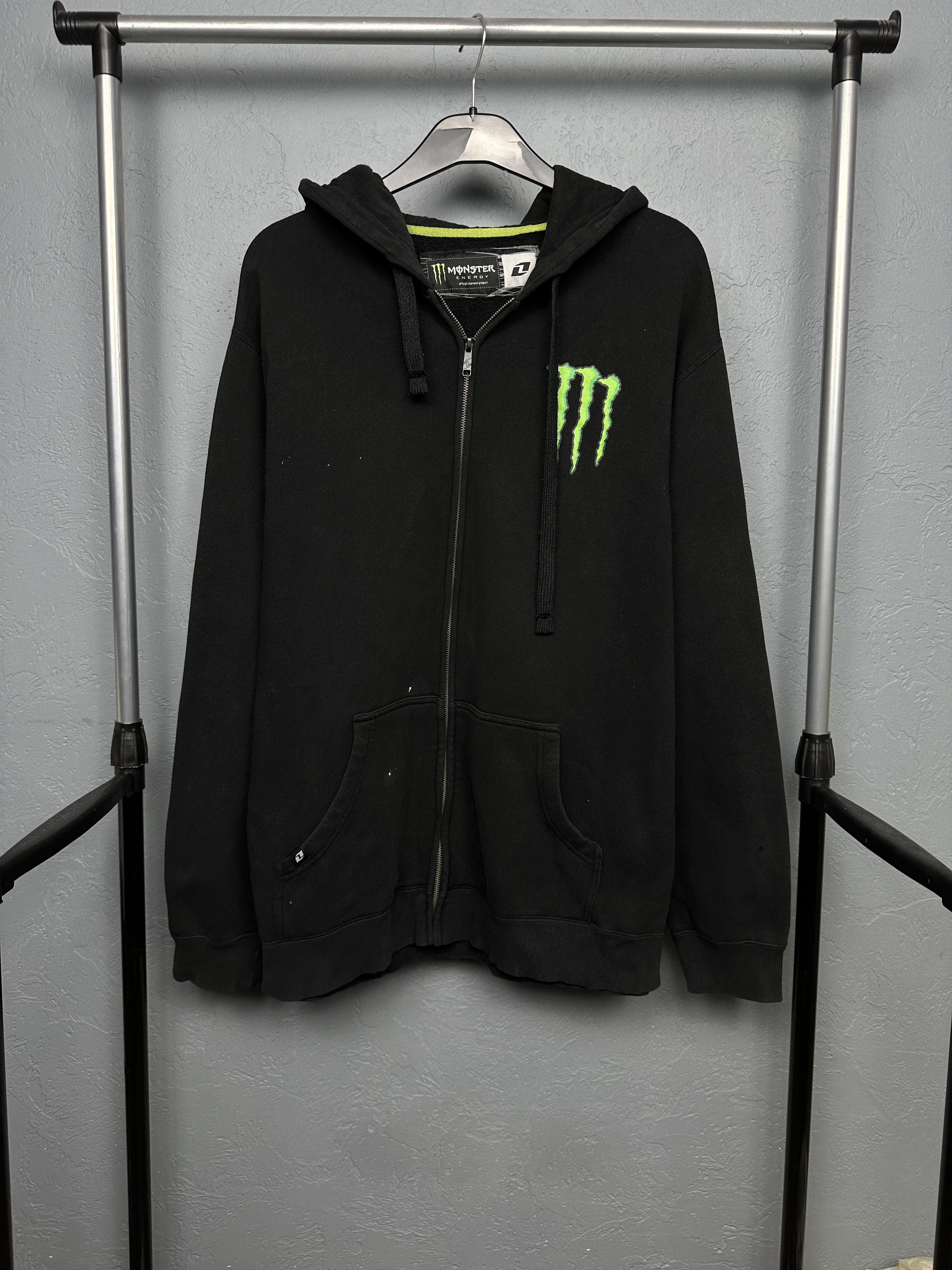Vintage Monster Energy Mens Distressed Zip Hoodie Size US XL / EU 56 / 4 - 1 Thumbnail