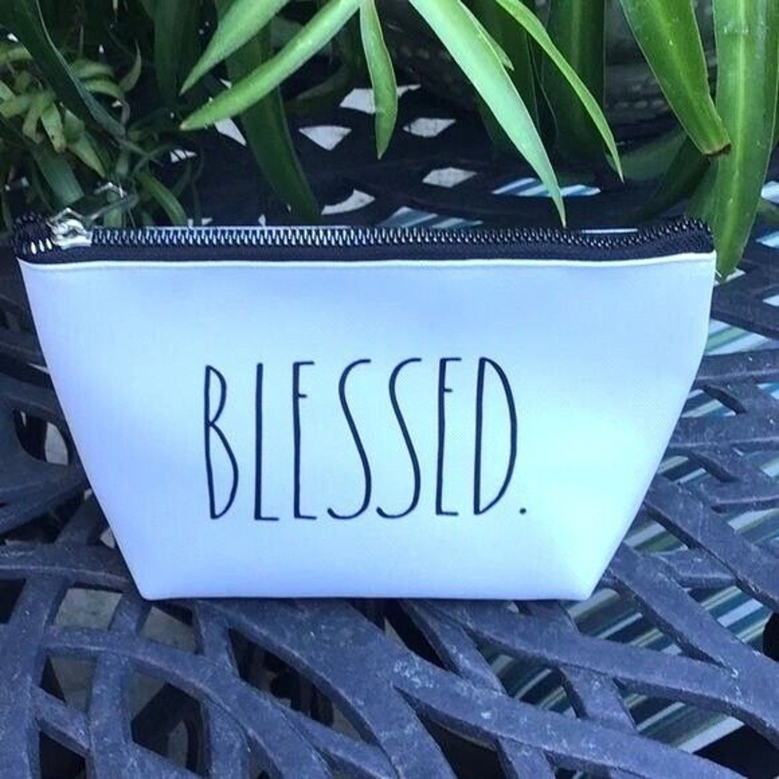 Other Rae Dunn BLESSED Inscribed Womens Cosmetics Pouch Bag White Size ONE SIZE - 4 Thumbnail