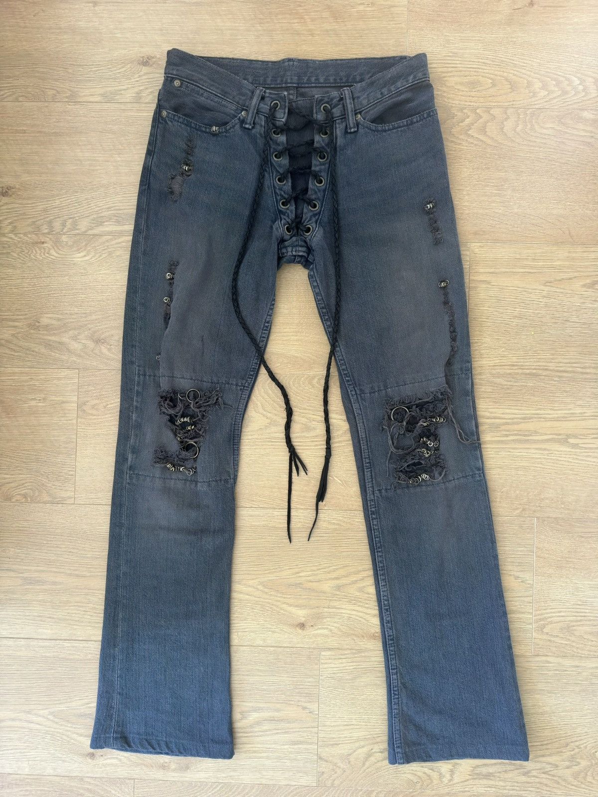 If Six Was Nine IFSIXWASNINE lace up mud max bootcut denim | Grailed