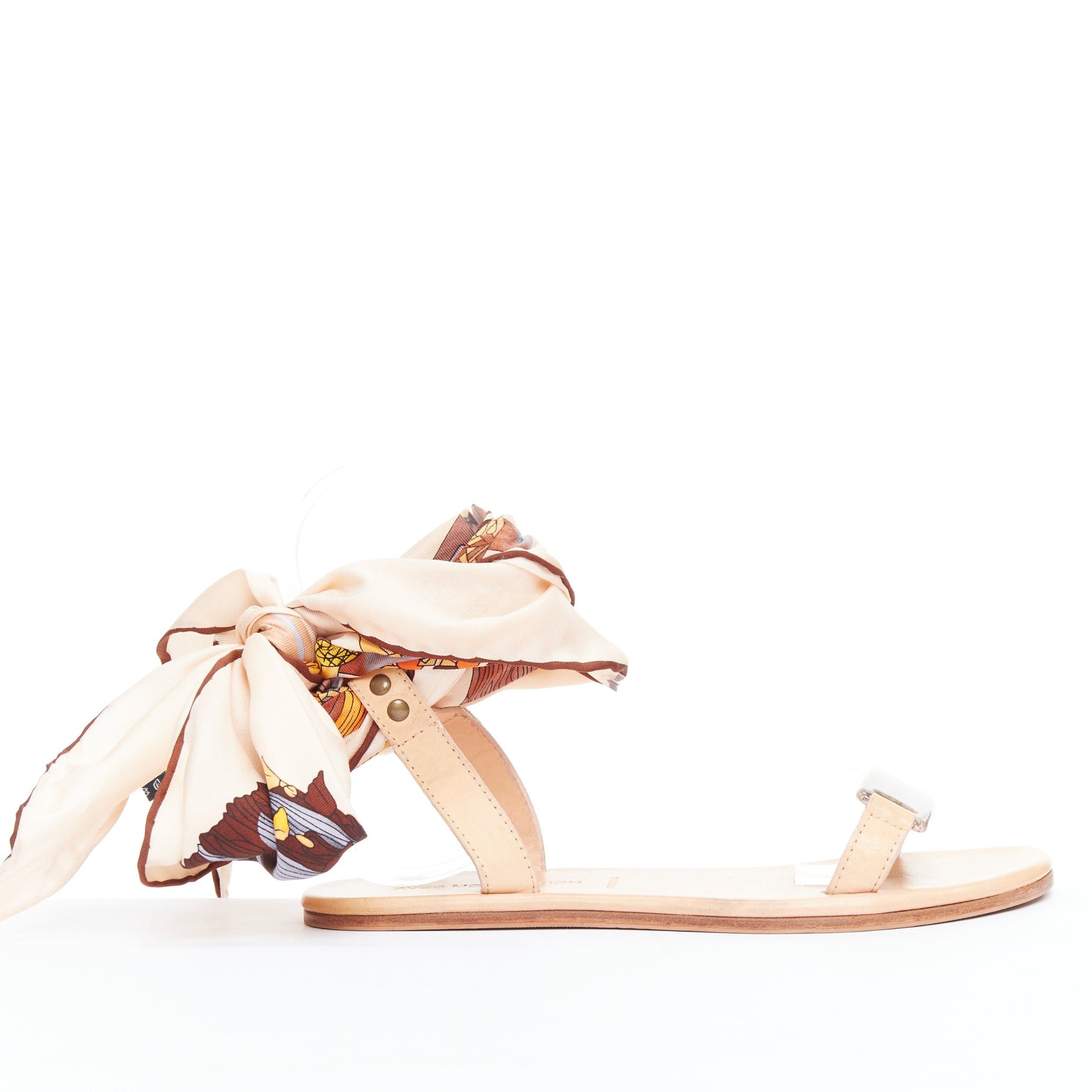 Other AVEC MODERATION pink orange silky scarf tie acrylic flat sandals EU37 Size US 7 / IT 37 - 1 Thumbnail