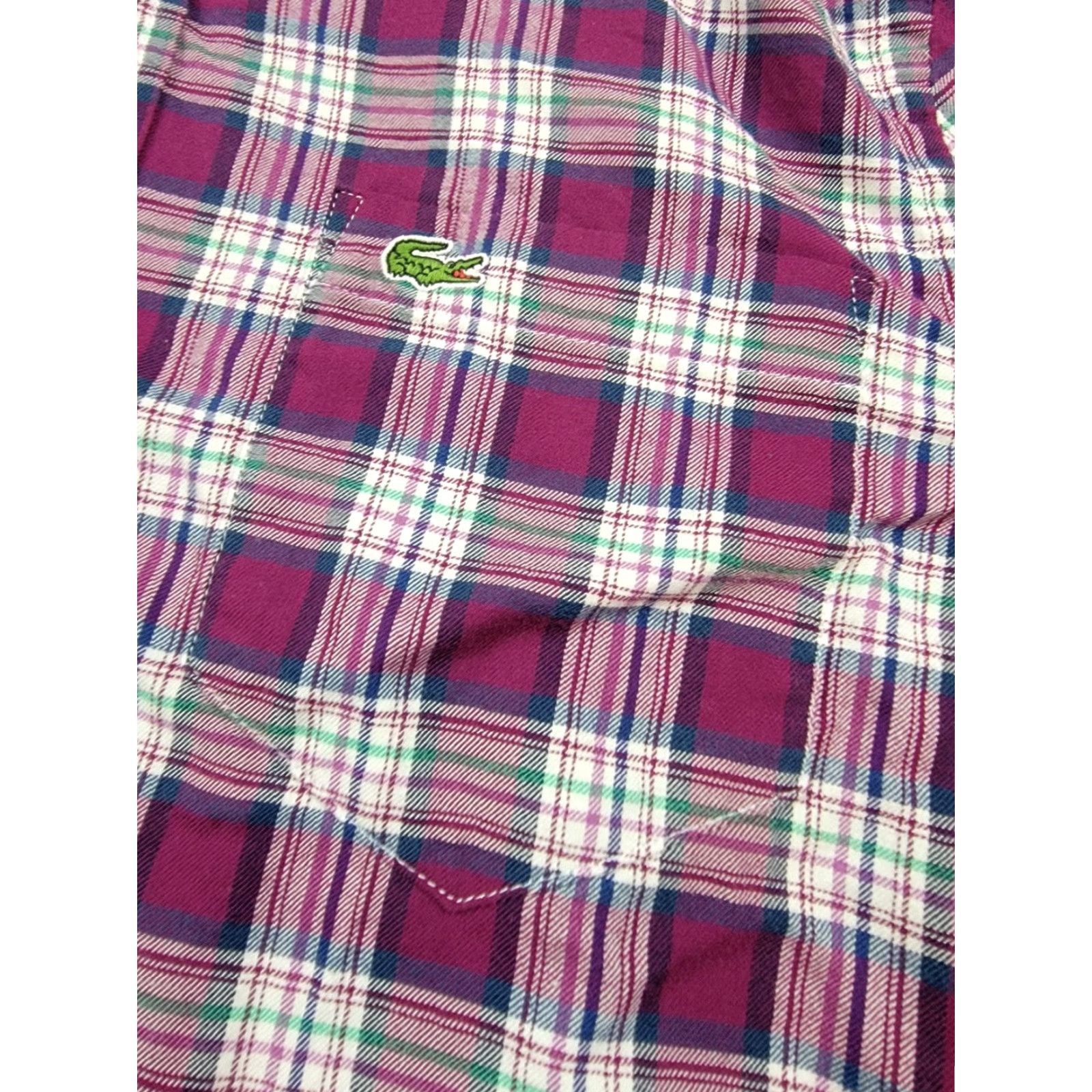 Lacoste Lacoste Button-Up Shirt Mens Small Regular Fit Long Sleeve Purple Green Plaid Shirt Size US S / EU 44-46 / 1 - 5 Thumbnail