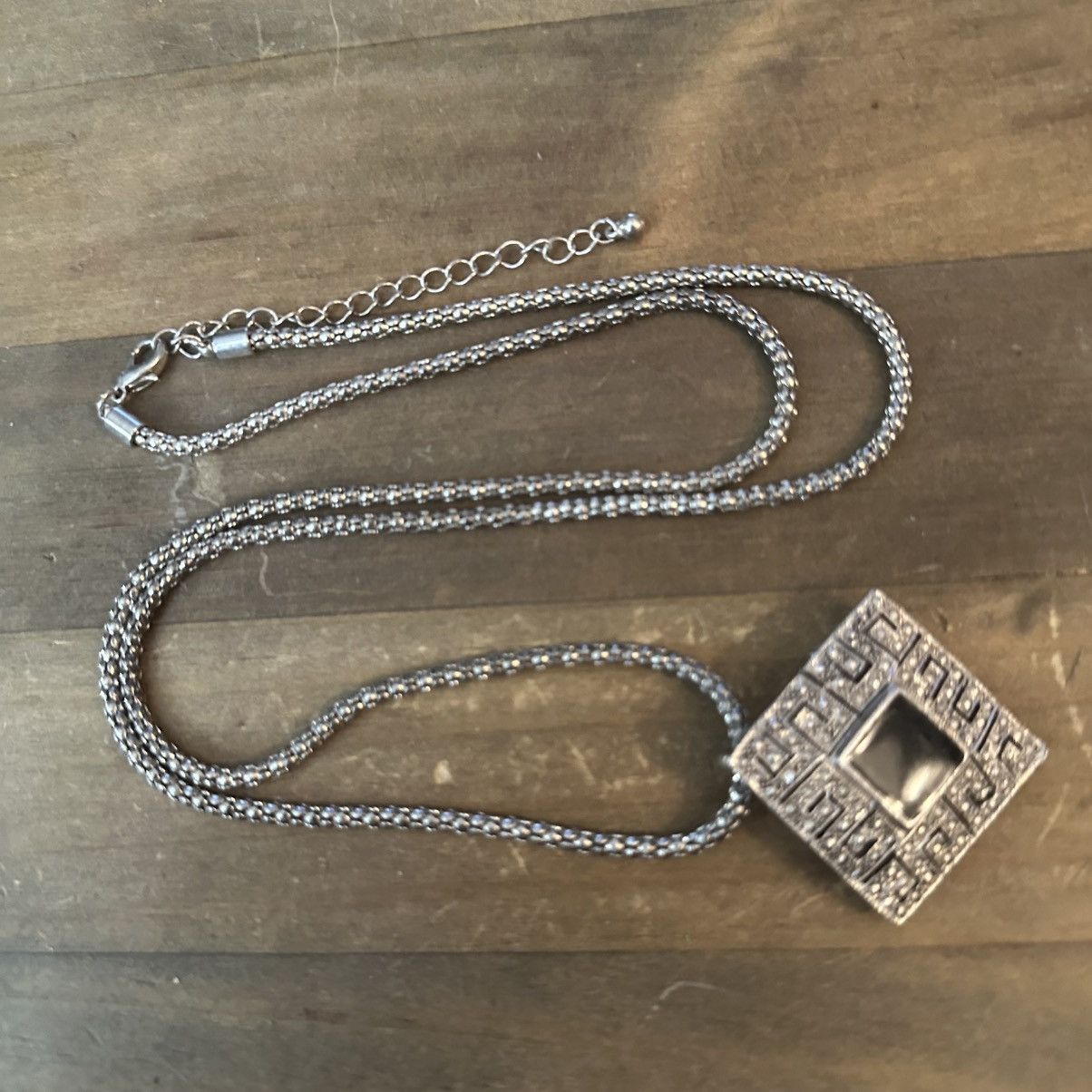 Other Silver tone square marcasite pendant/brooch necklace Size ONE SIZE - 2 Thumbnail