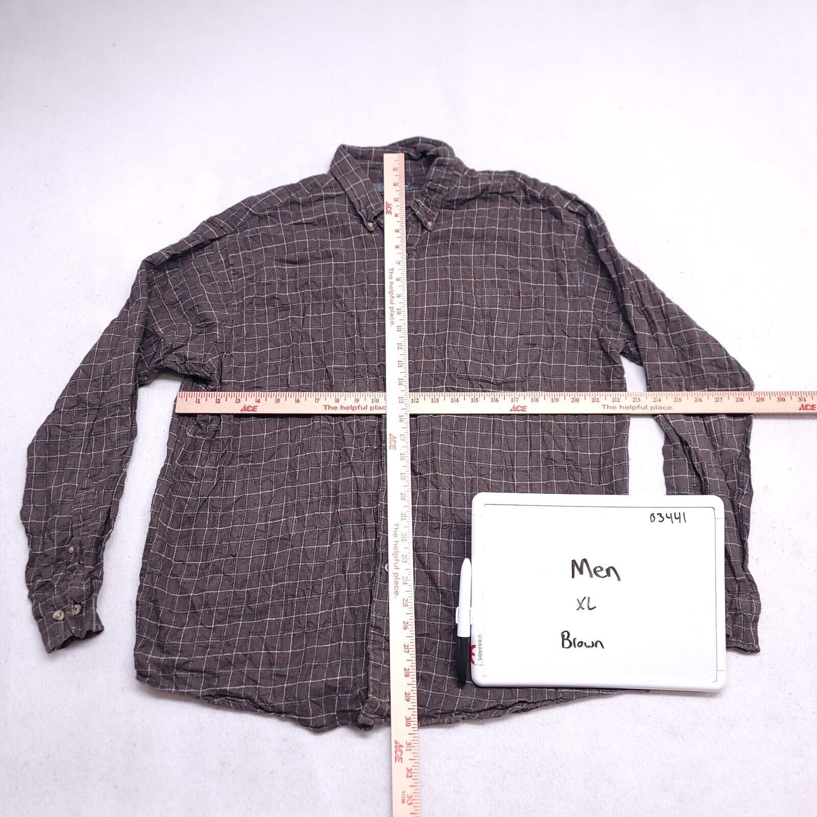 Croft & Barrow Croft & Barrow Windowpane Flannel Shirt Mens Size XL Brown Size US XL / EU 56 / 4 - 6 Thumbnail