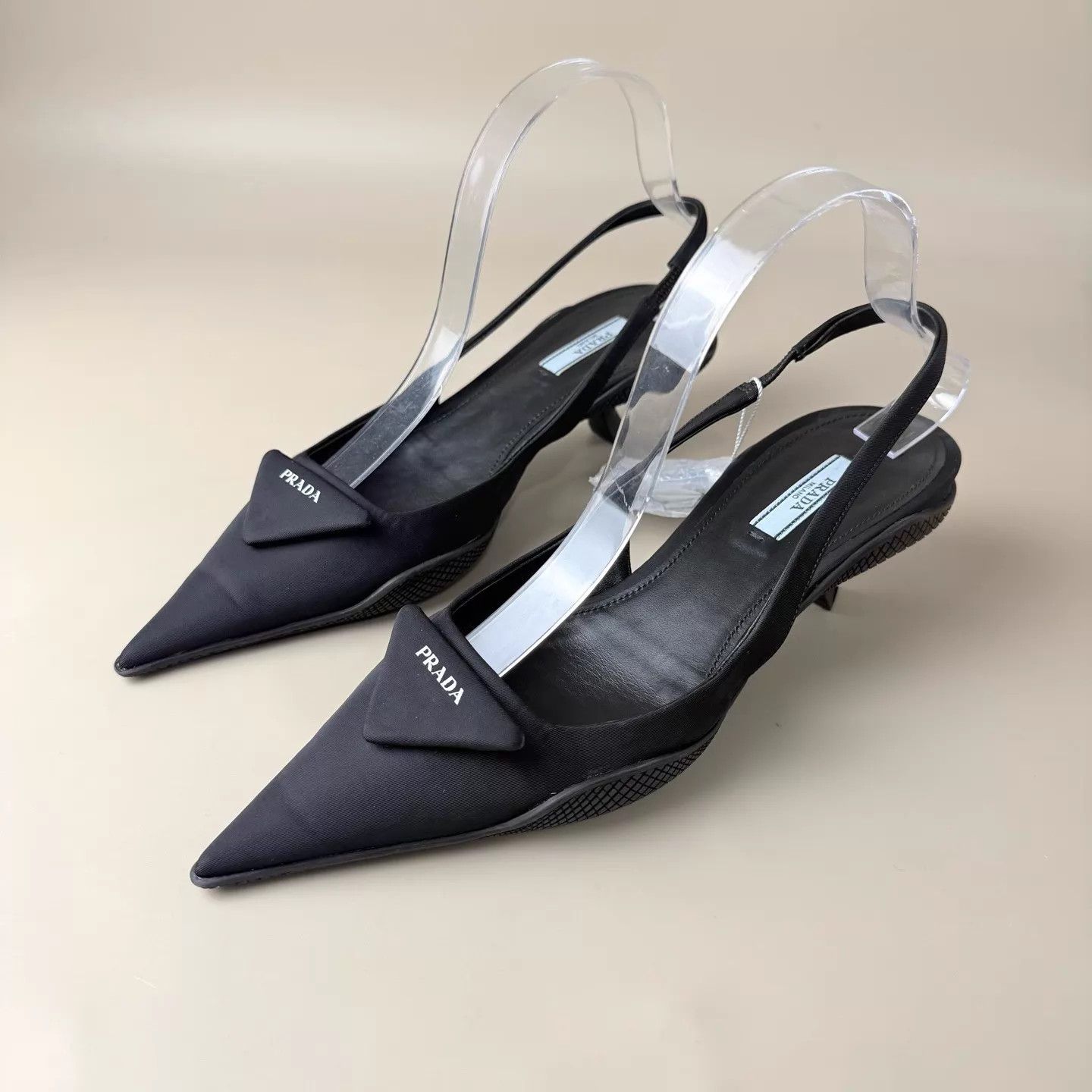 Prada Prada Black Logo Strap Kitten Heel 38 95 New Size US 7.5 / IT 37.5 - 1 Thumbnail