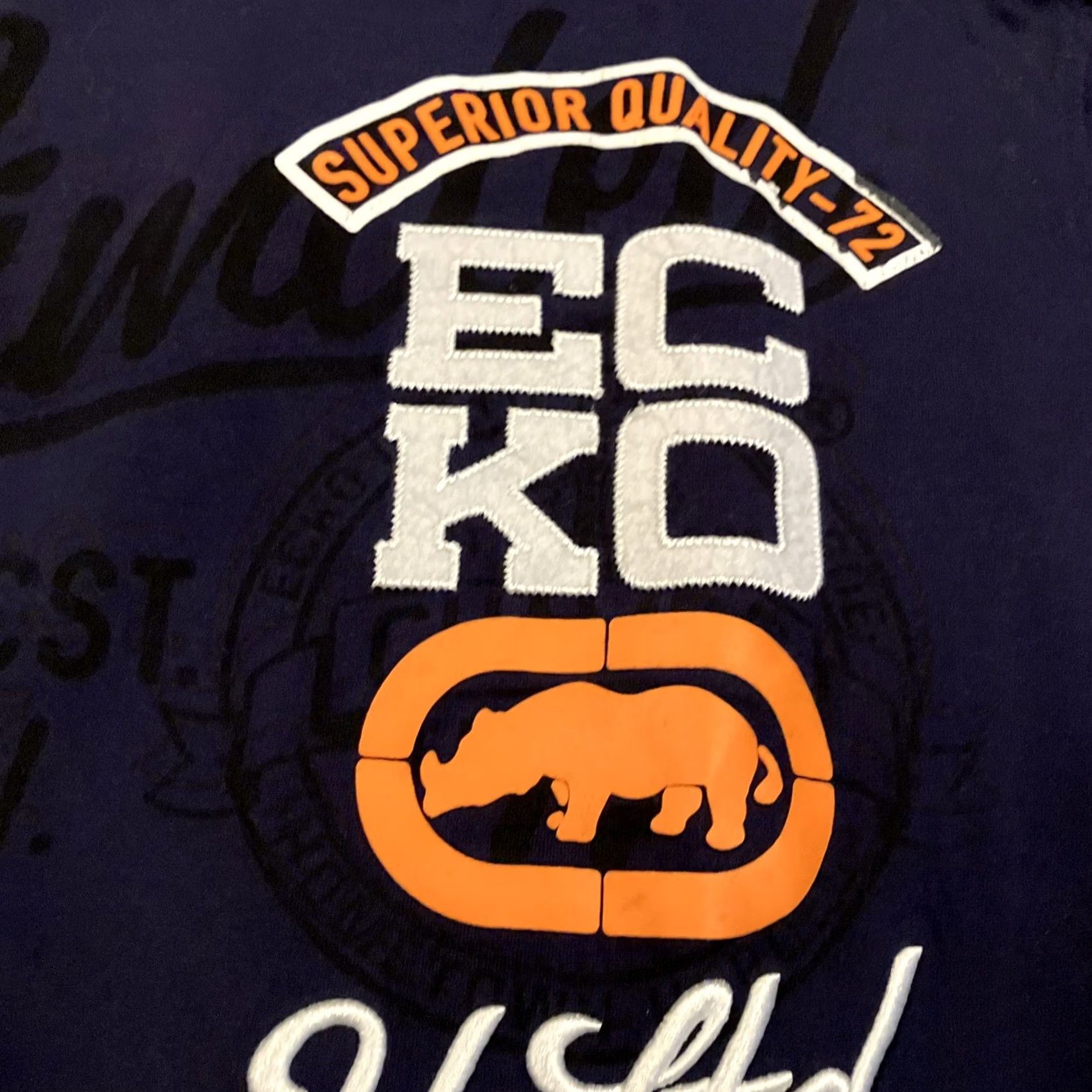 Ecko Unltd. VINTAGE ECKO UNLTD Embroidered Navy T Shirt XXL 2XL Crew Neck Short Sleeve Cotton Men Classic Grunge Hip Hop Punk Retro Style T-Shirt Size US XXL / EU 58 / 5 - 2 Thumbnail