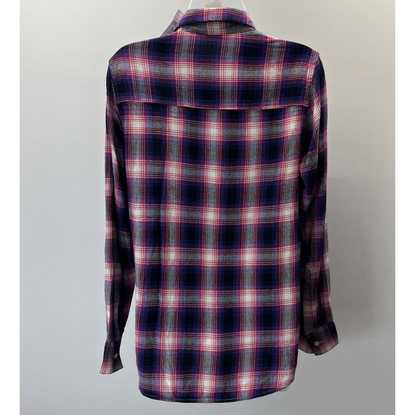 Gap NWT Gap Long Sleeve Drapey Plaid Top Navy Pink Soft Size S Size S / US 4 / IT 40 - 5 Thumbnail