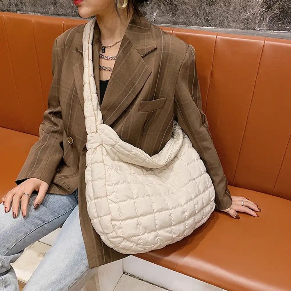 Vintage Large Capacity Lattice Pattern Shoulder Bag Size ONE SIZE - 2 Thumbnail