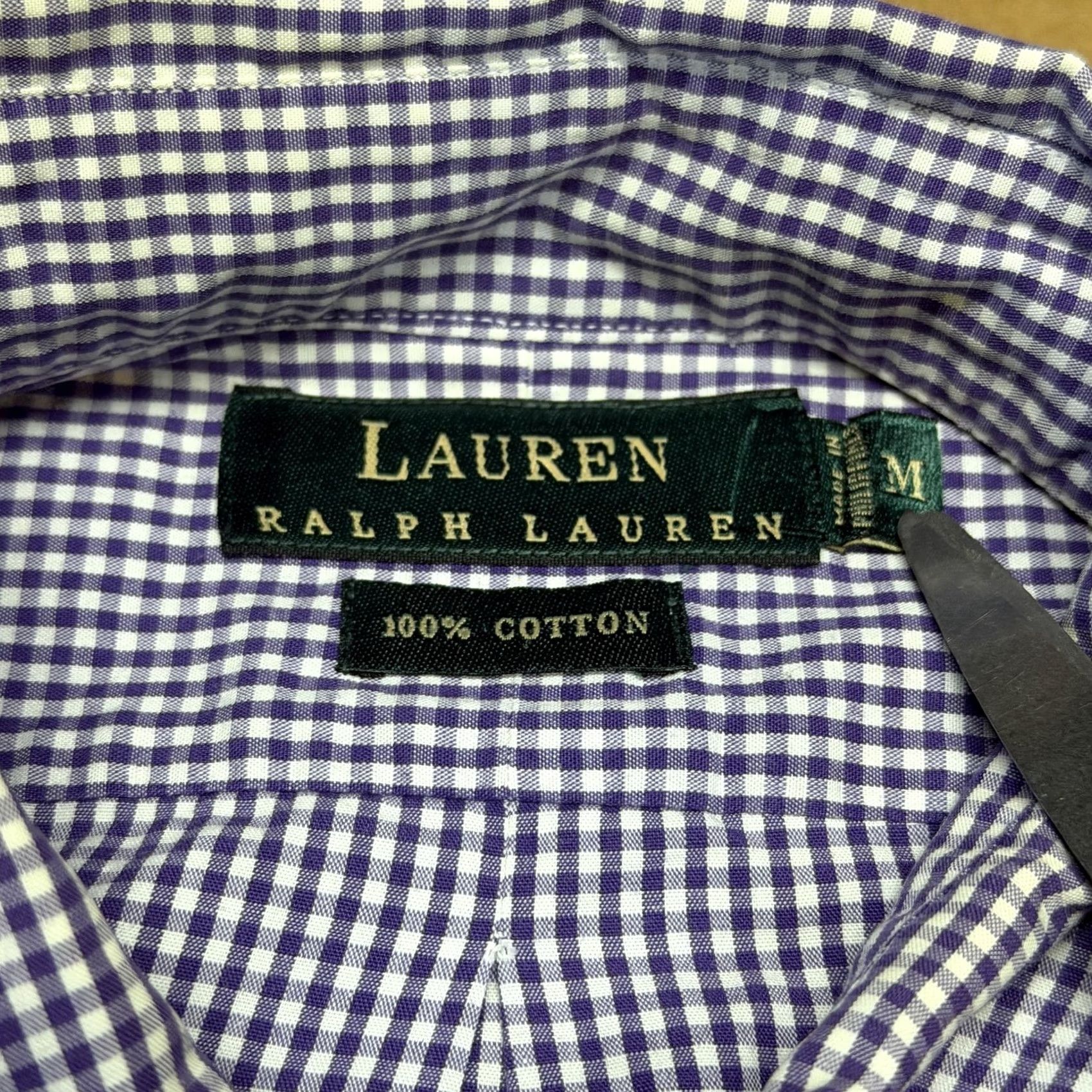 Ralph Lauren Lauren Ralph Lauren Shirt Mens Medium Purple Check Short Sleeve Button Down Size US M / EU 48-50 / 2 - 7 Thumbnail
