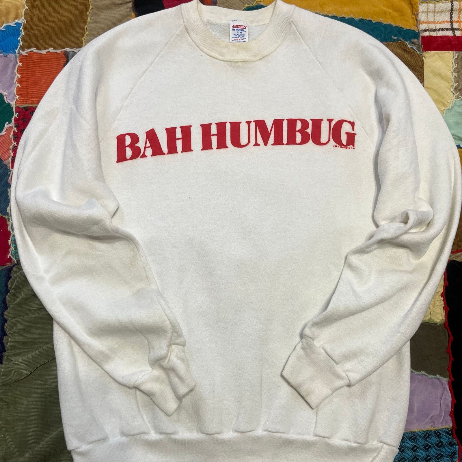 Jerzees Vintage Jerzees by Russel ‘Bah Humbug’ White Crewneck XL Size US XL / EU 56 / 4 - 1 Thumbnail