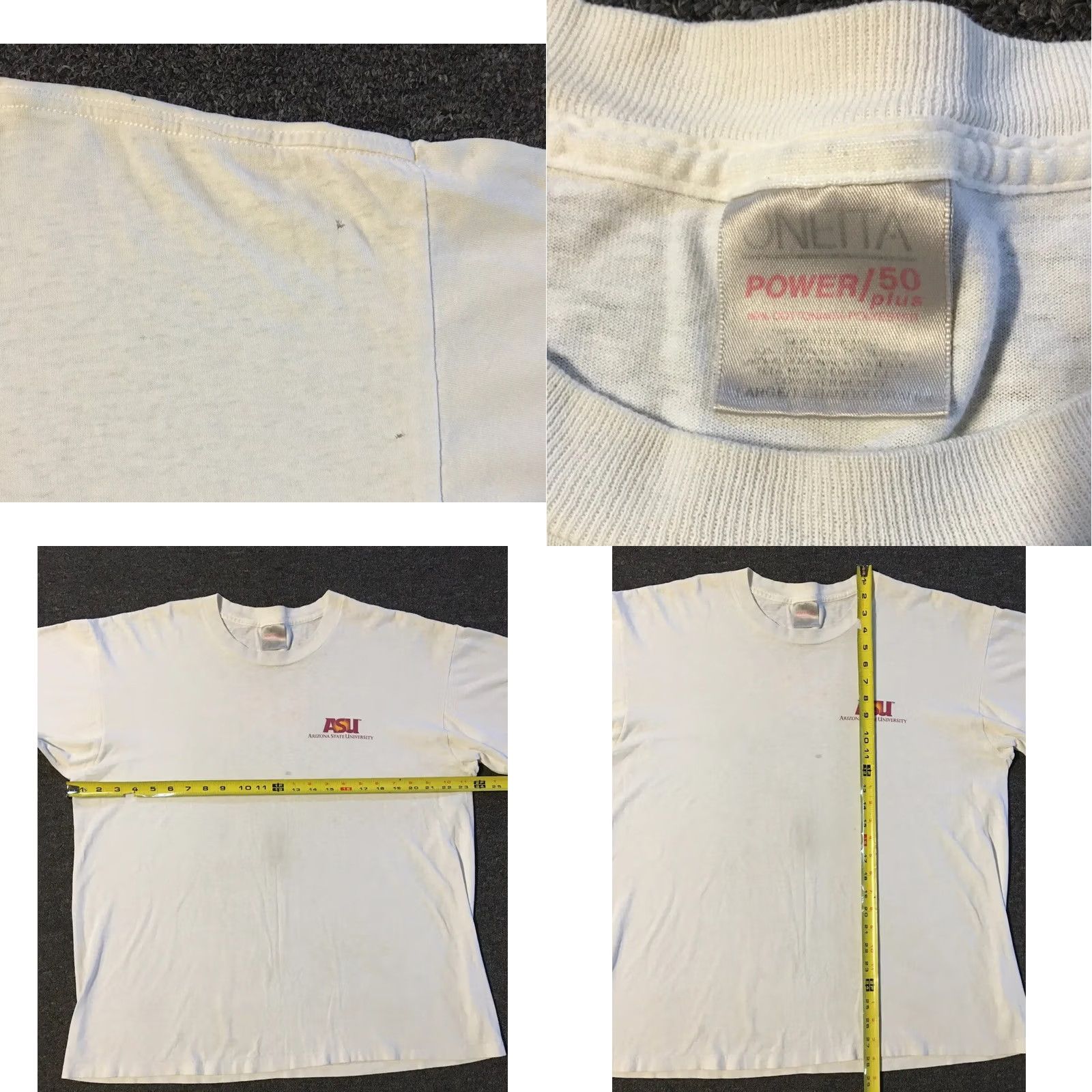 Vintage VINTAGE Arizona State University Shirt L Mens White 90s 80s Distressed Faded Single Stitch Grunge Track & Field Ball Football Sun Devils USA College Size US L / EU 52-54 / 3 - 9 Thumbnail