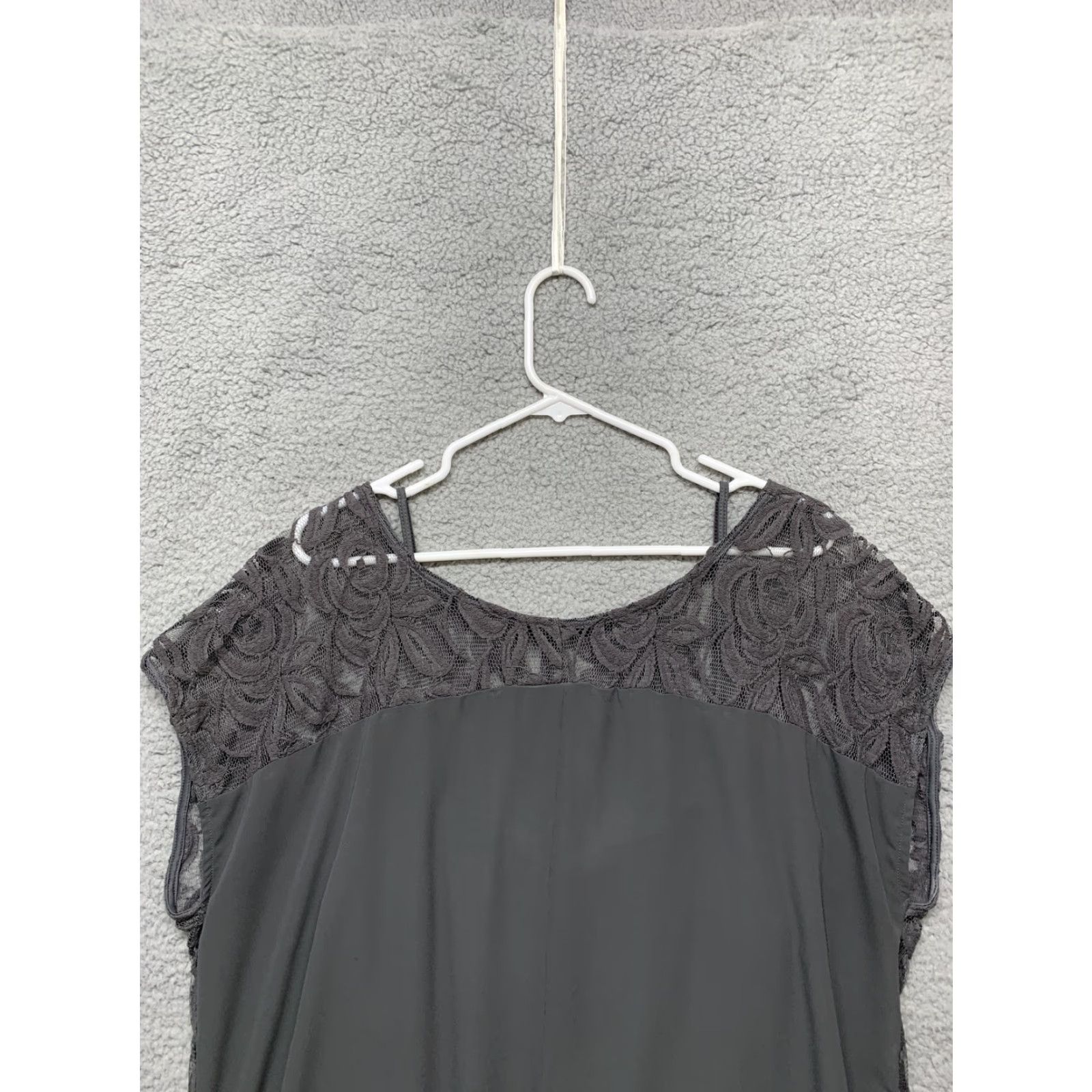 Apt. 9 APT 9 Womens Tunic 2 Piece Gray Tank Top XL Extra Large Shirt Dress Sleeveless Round Neck Lace Crochet Pattern Floral Business Classic Regular Womens Size XL / US 12-14 / IT 48-50 - 5 Thumbnail