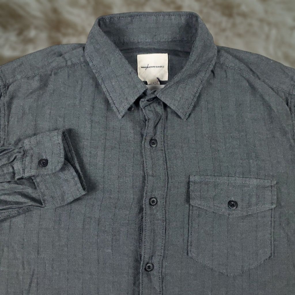 American Eagle Outfitters VINTAGE American Eagle Shirt Mens Medium Gray Casual Button Up Long Sleeve Size US M / EU 48-50 / 2 - 1 Thumbnail