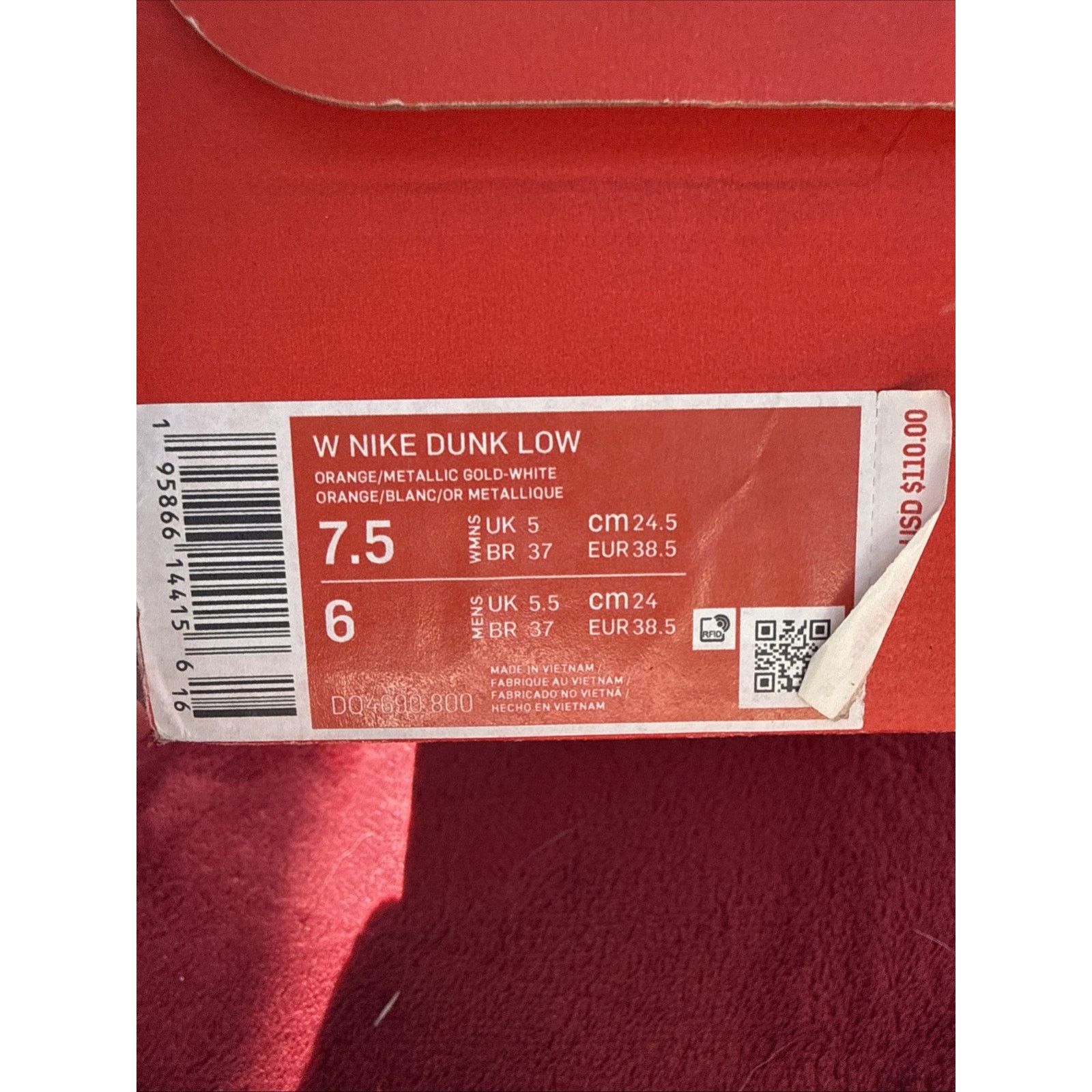Nike Nike Dunk Low Orange University Gold Size 7.5W/6M Size US 7.5 / IT 37.5 - 10 Thumbnail
