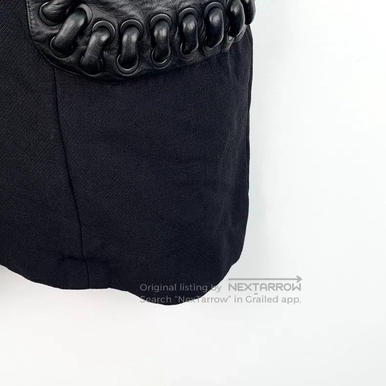 Fendi Fendi Black leather and wool blend round neck sleeveless d Size XXS / US 00 / IT 34 - 5 Thumbnail