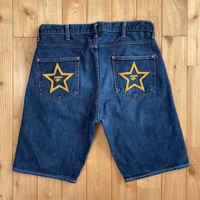 Bape BAPE STA embroidered denim shorts a bathing ape star ★size M Size US 32 / EU 48 - 1 Thumbnail