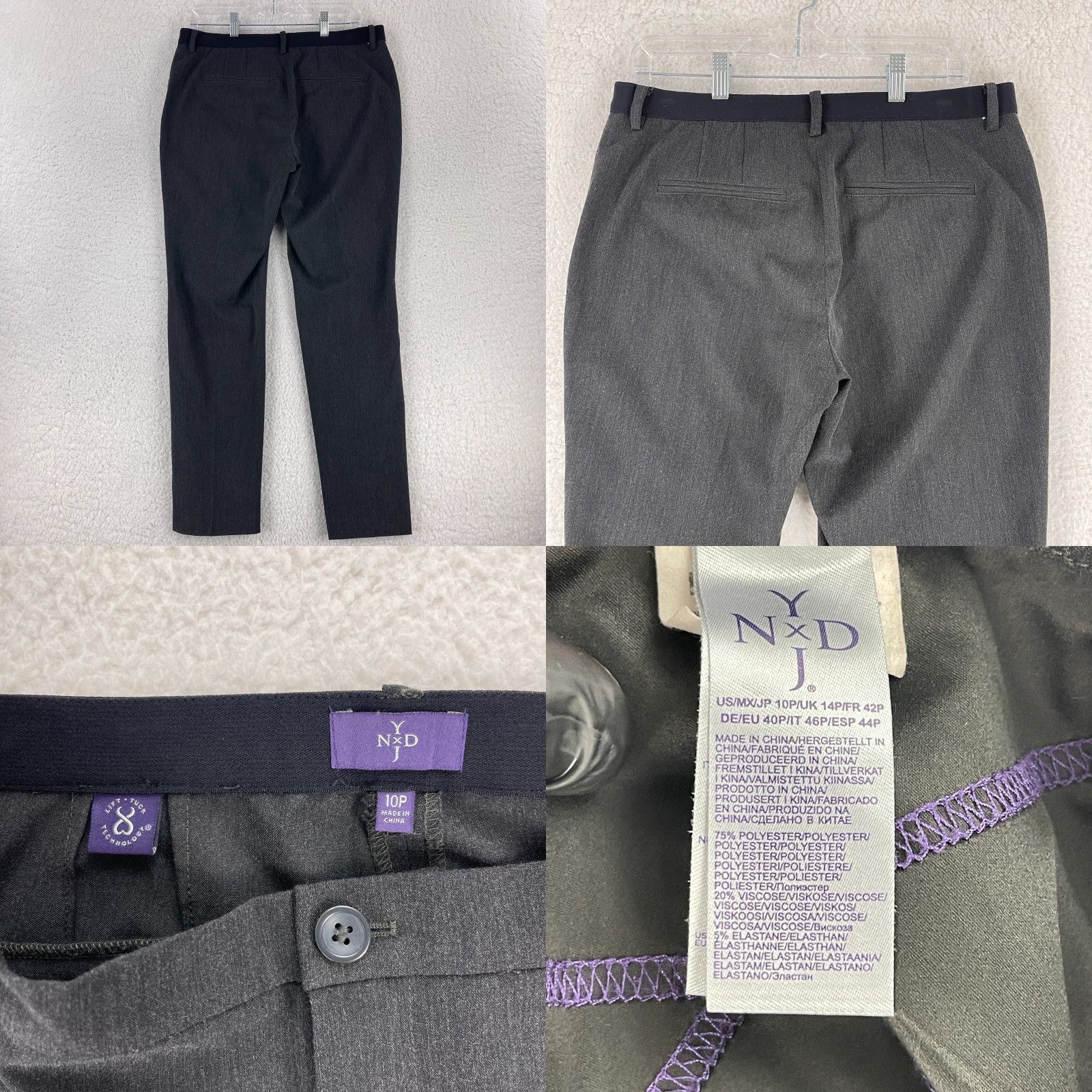 NYDJ NYDJ Gray Straight Leg Dress Pants Womens Mid-Rise Flat Front Workwear Size 10P Size 32" / US 10 / IT 46 - 9 Thumbnail