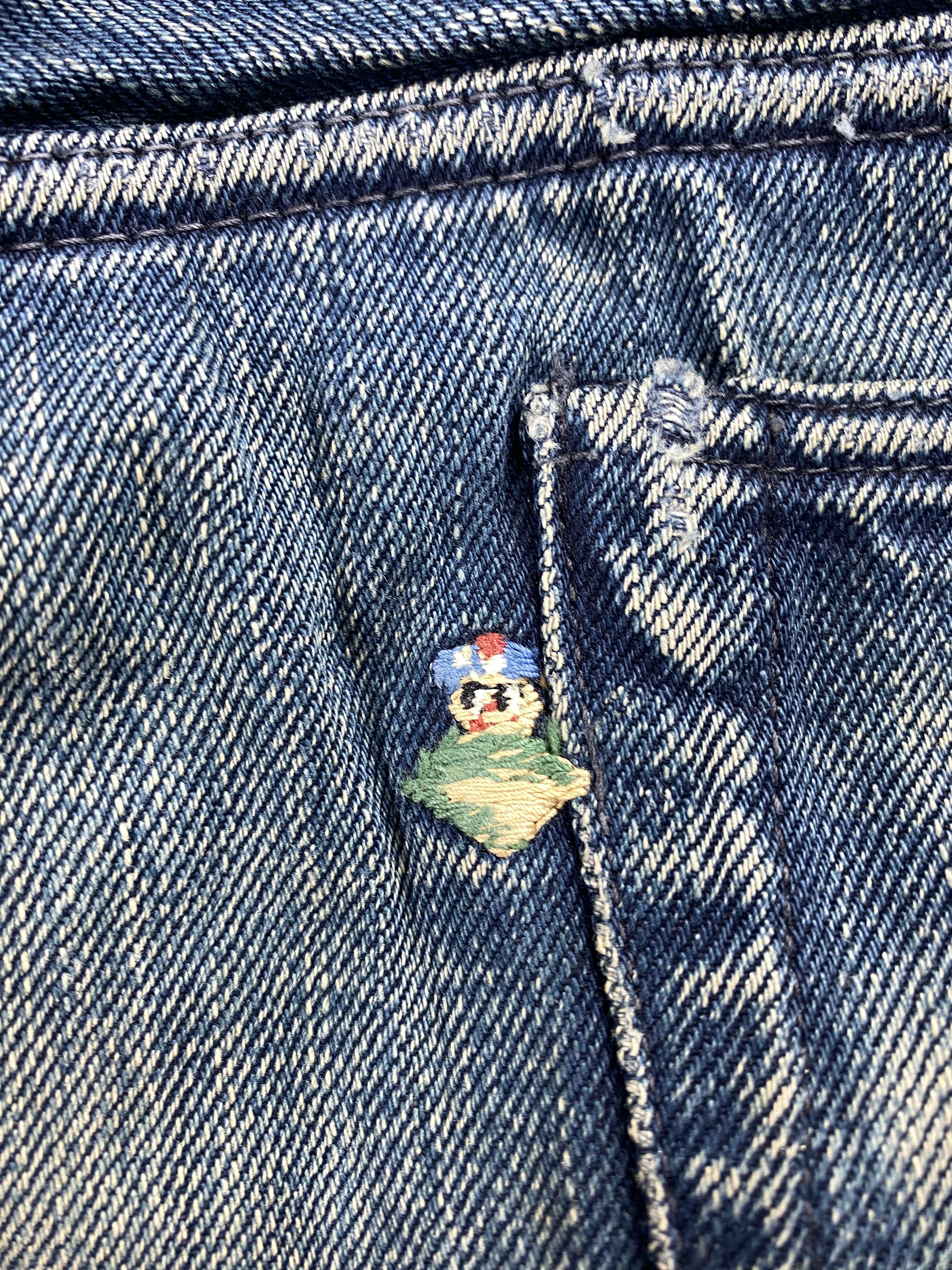Vintage 💢 Selvedge Vintage R Faded Blue Jeans CP0079 Size US 33 - 9 Thumbnail
