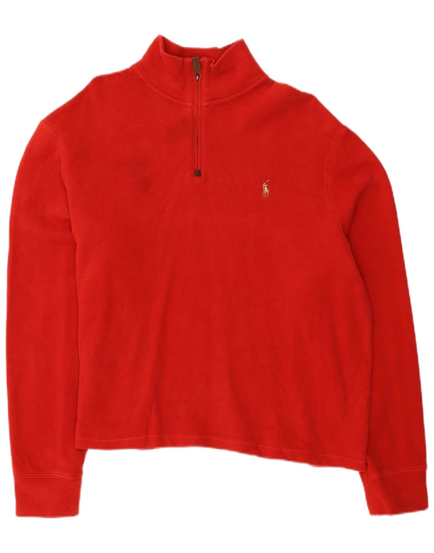 Polo Ralph Lauren Womens Overd Zip Neck Sweatshirt Jumper UK 18 XL Red Size XL / US 12-14 / IT 48-50 - 1 Thumbnail