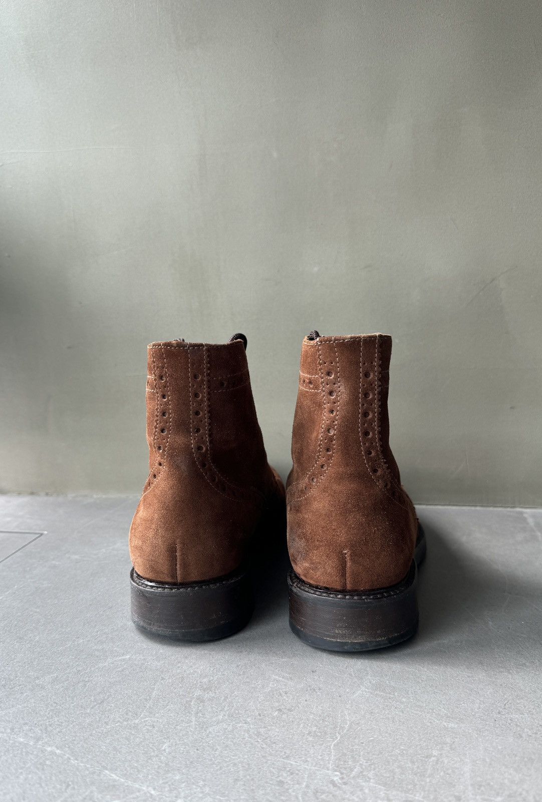 Other BOEMOS Italy Made Brown Suede Leather Mens Brogue Boots Size US 7 / EU 40 - 3 Thumbnail