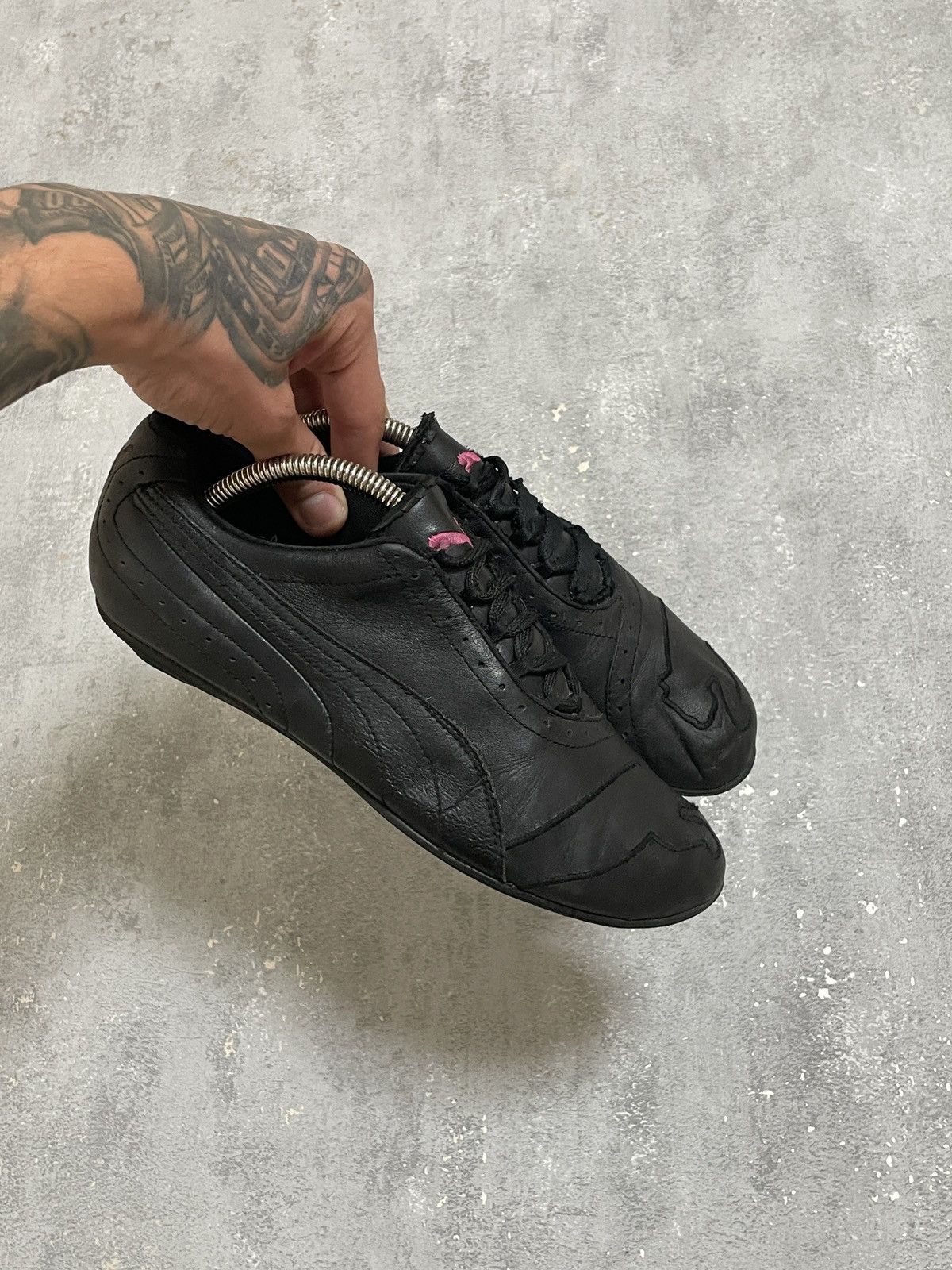 Puma Puma Y2K Big Cat Black-Pink Racing Flat Trainers Shoes Size US 7.5 / IT 37.5 - 4 Thumbnail