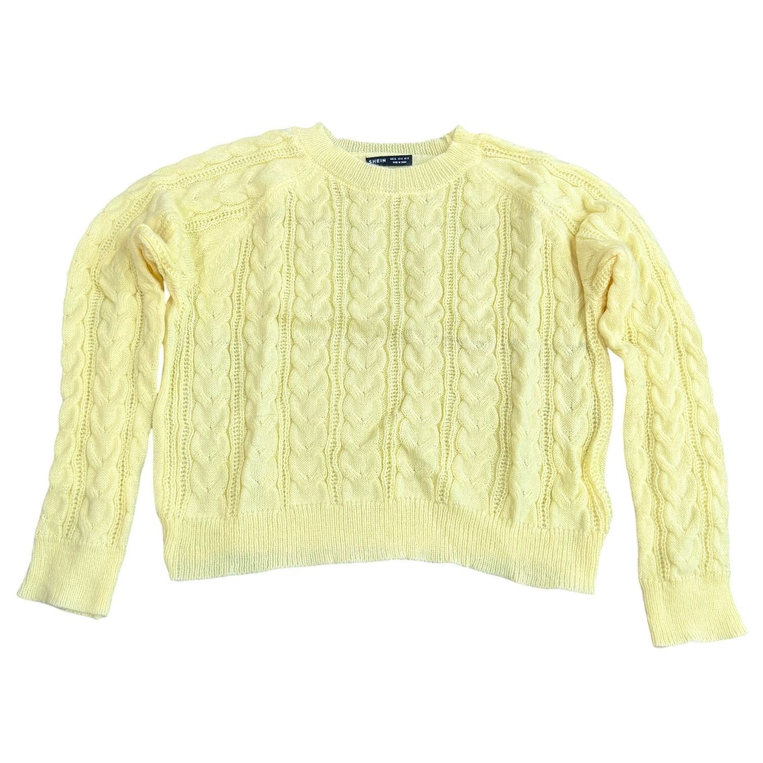 Shein Women's Crewneck Knit Sweater in Yellow, Size XL Size XL / US 12-14 / IT 48-50 - 1 Thumbnail