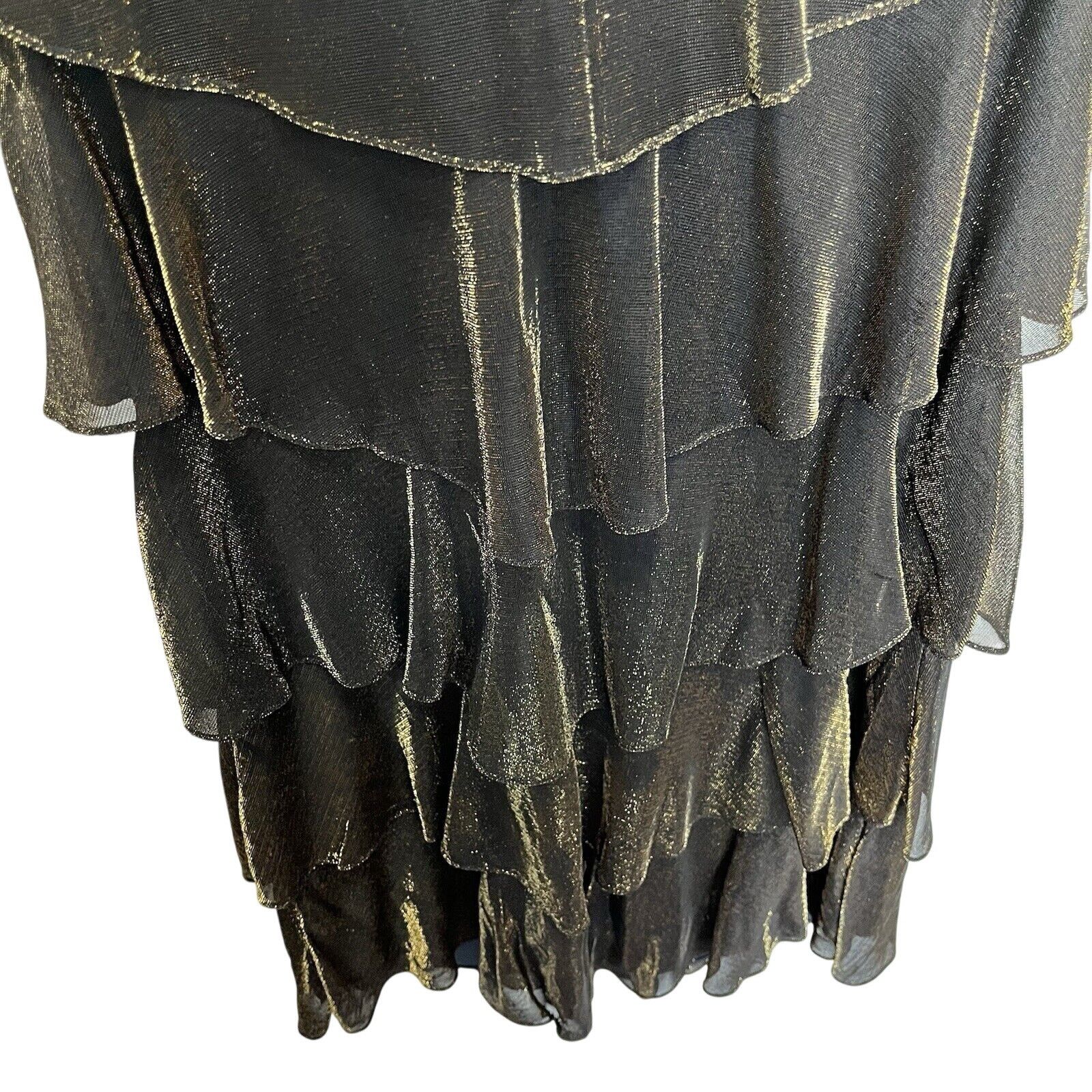 Vintage Patra | Vintage Tiered Metallic Caplet Cocktail Dress Sz 10 Size L / US 10 / IT 46 - 9 Thumbnail