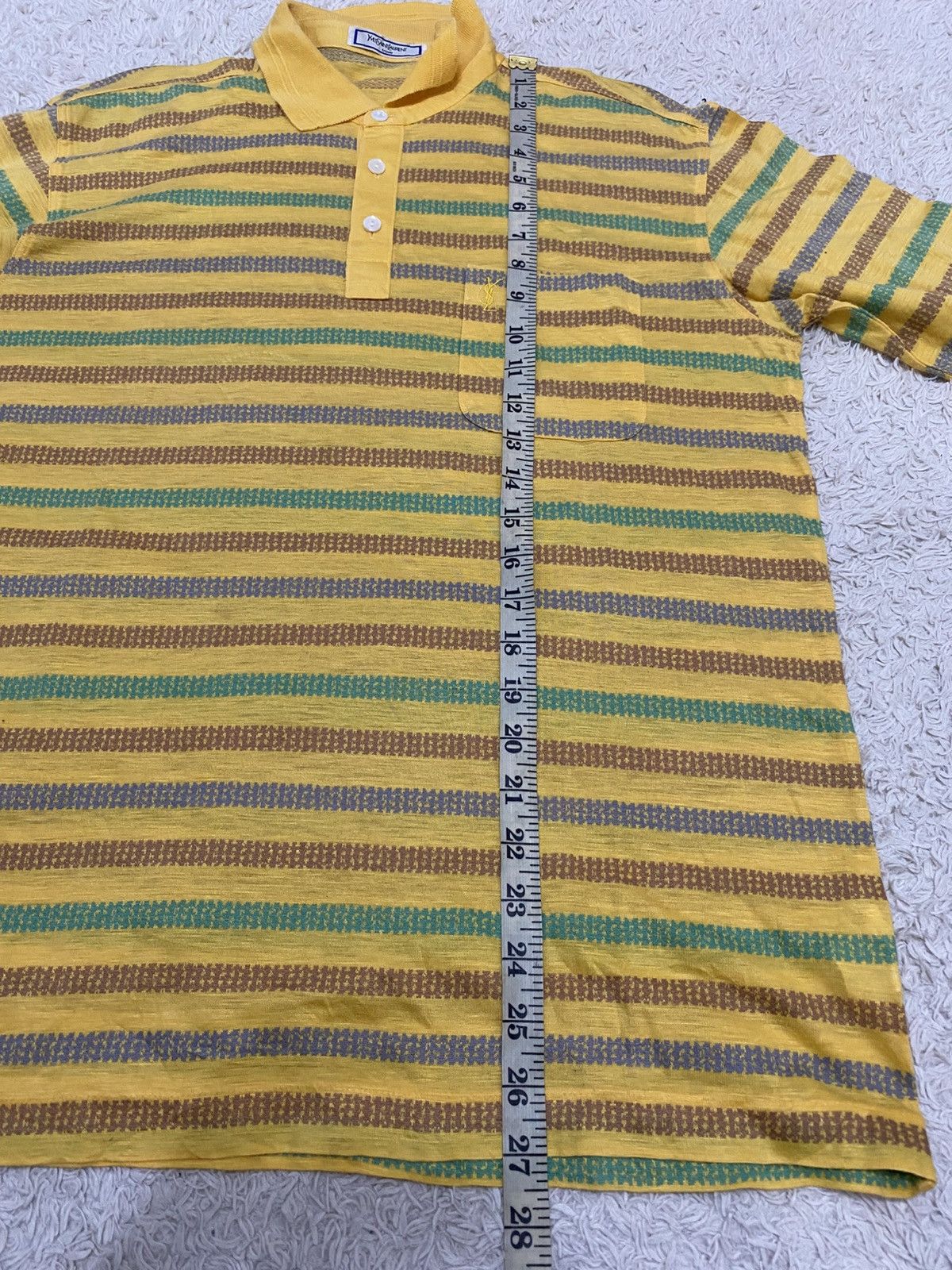 Yves Saint Laurent “YSL – Striped Long Sleeve Knit Top Yellow Green Brown Size US M / EU 48-50 / 2 - 9 Thumbnail