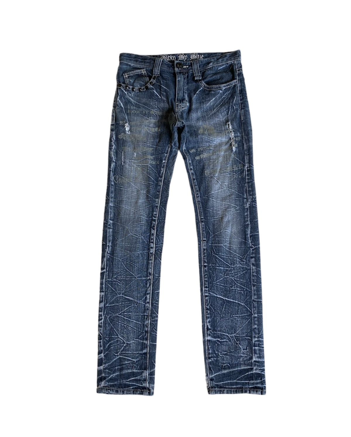 image of 14Th Addiction x Hysteric Glamour Blow Bye Blue Punks Jeans, Men's (Size 30)