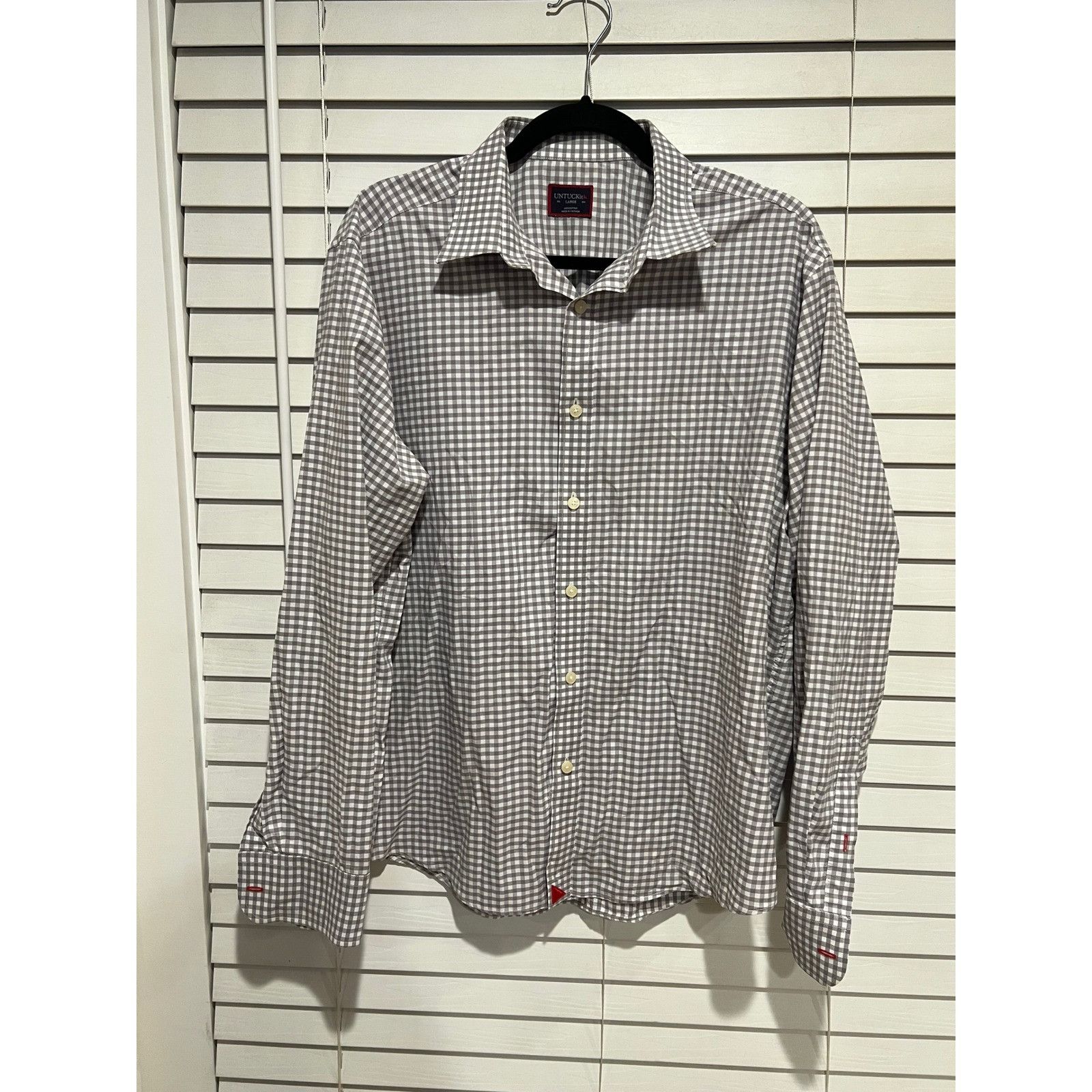 UNTUCKit UNTUCKit Mens Large Gray White Gingham Checkered Long Sleeve Size US L / EU 52-54 / 3 - 1 Thumbnail