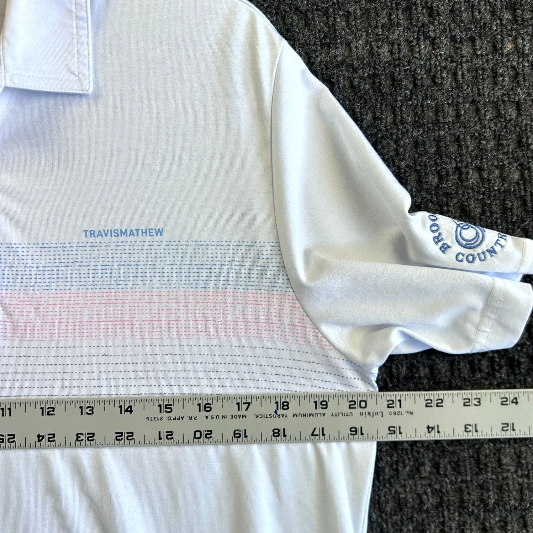 TravisMathew Travis Mathew Polo Shirt Mens M White Striped Pima Cotton Casual Slim Fit Logo Golf Activewear Shirt Size US M / EU 48-50 / 2 - 5 Thumbnail
