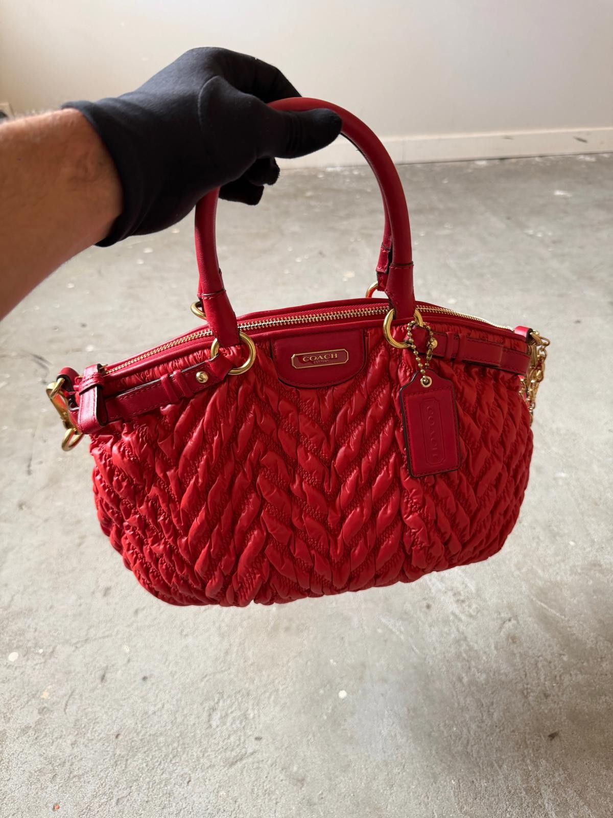 Coach Coach 2Way 70th Anniversary Quilted Nylon Shoulder Bag Red Size ONE SIZE - 5 Thumbnail