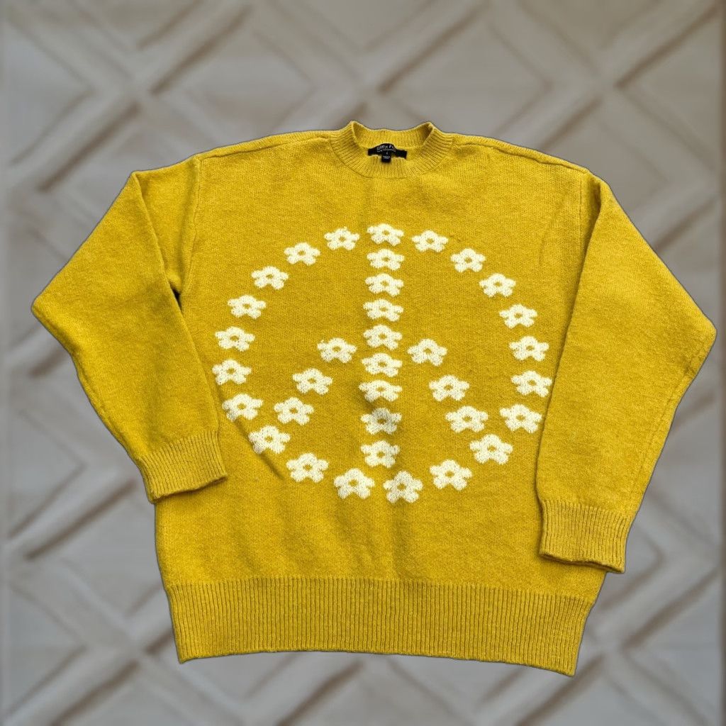 Vintage Witty Fox Pullover Sweater Womens Small Mustard Yellow Flower Crew Neck Casual Size S / US 4 / IT 40 - 1 Thumbnail