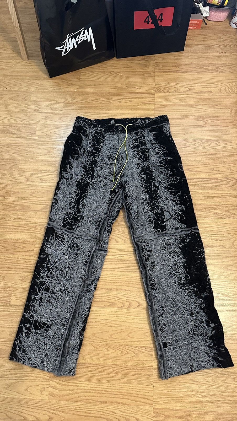 image of Vitelli Black Trouser Baggy Distressed Ssense Exclusive, Men's (Size 32)