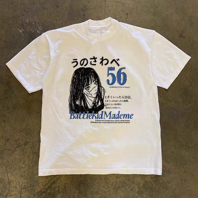 Vintage White Washed Vintage Anime Print T-Shirt Size US M / EU 48-50 / 2 - 1 Thumbnail