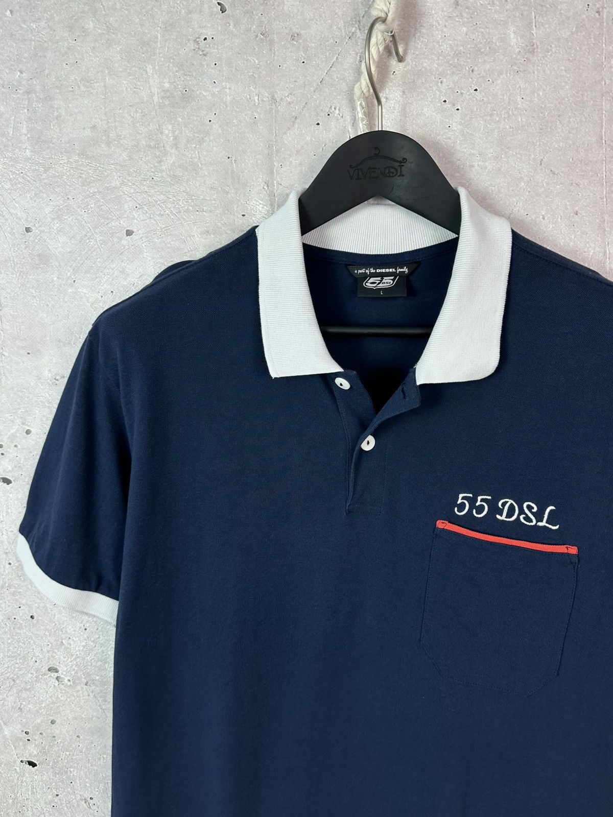 Diesel Diesel 55 Navy Blue Cotton Short Sleeve Men’s Polo Size US L / EU 52-54 / 3 - 3 Thumbnail