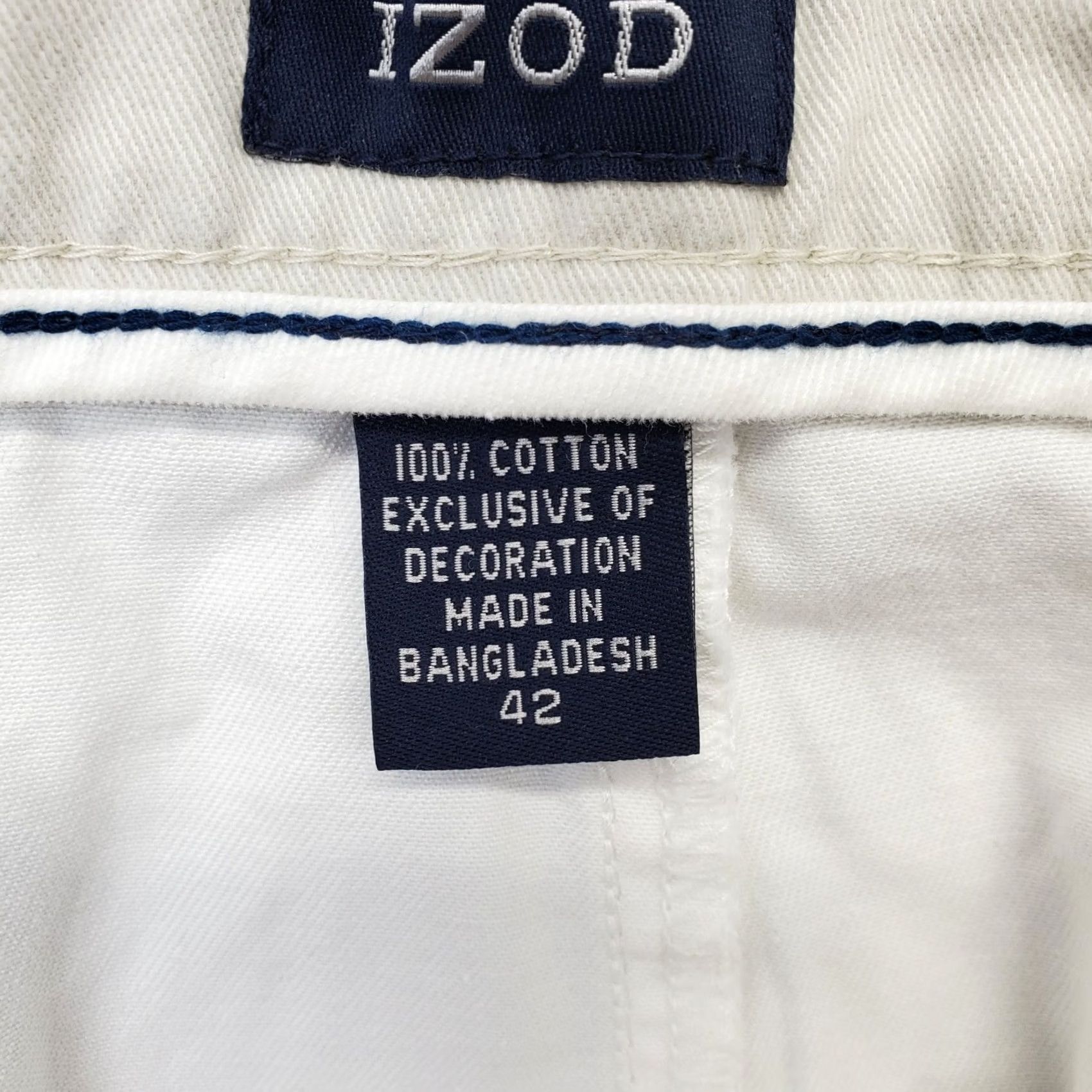 Izod IZOD Mens 42 White Chino Shorts Regular Flat Front Slash Pocket Size US 42 / EU 58 - 6 Thumbnail