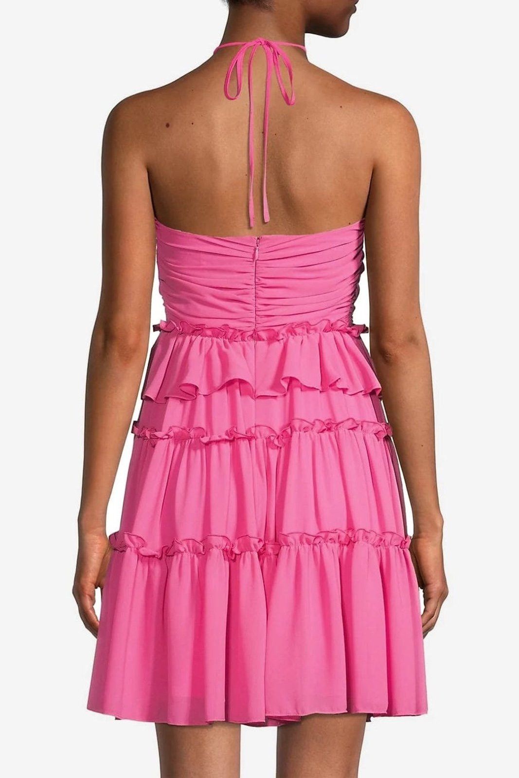 Badgley Mischka ONE33 SOCIAL Pink Tiered Keyhole Cocktail Dress Size XS / US 0-2 / IT 36-38 - 2 Thumbnail
