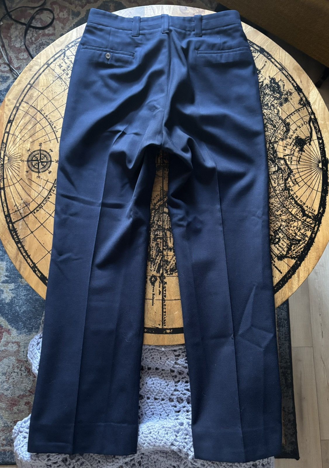 Vintage 1950s High Waisted Navy Trousers Lightning Zip Size US 32 / EU 48 - 7 Thumbnail