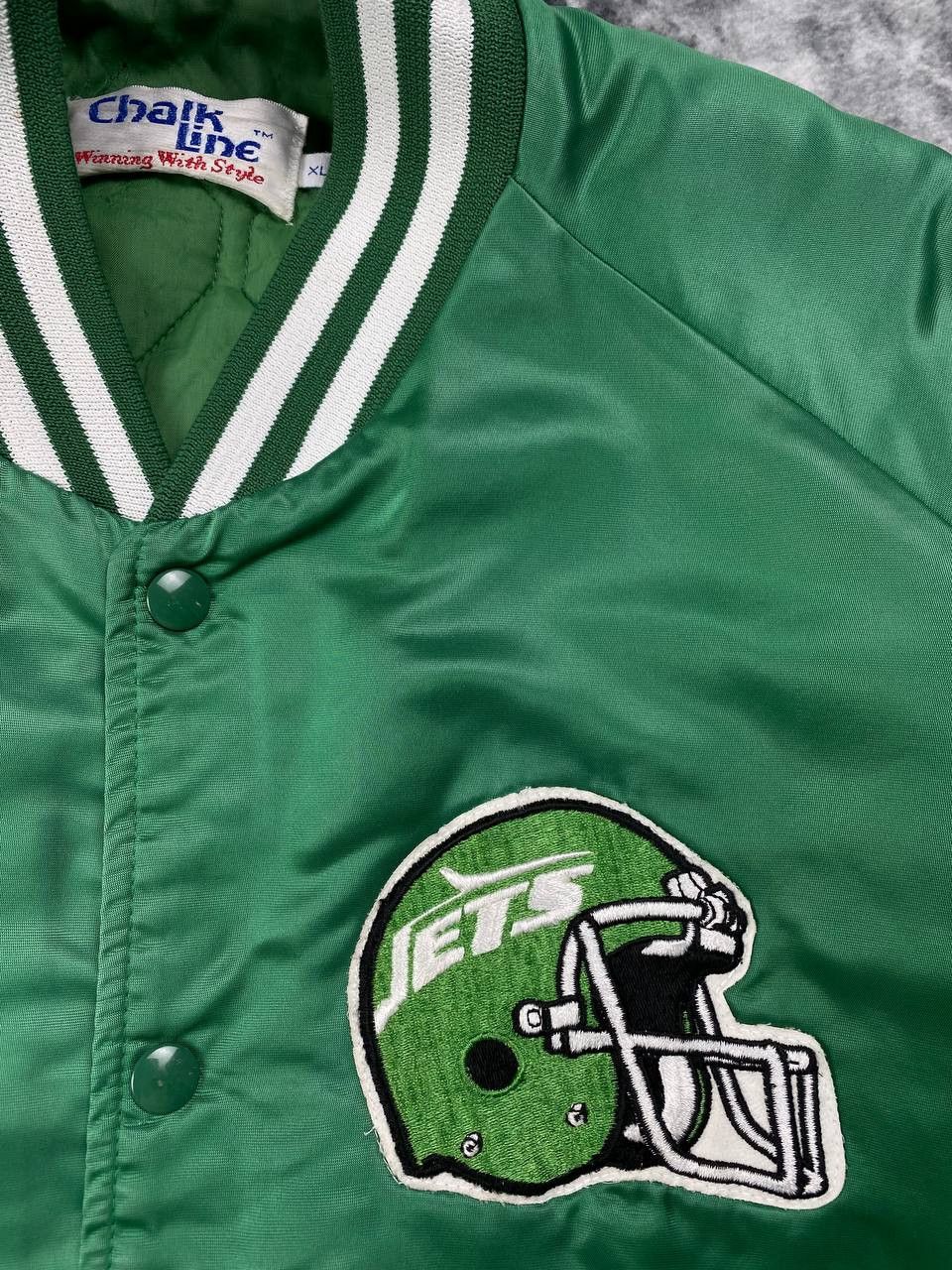 Vintage Vintage New York Jets Chalk Line 90s Bomber Jacket Big Logo Size US XL / EU 56 / 4 - 5 Thumbnail