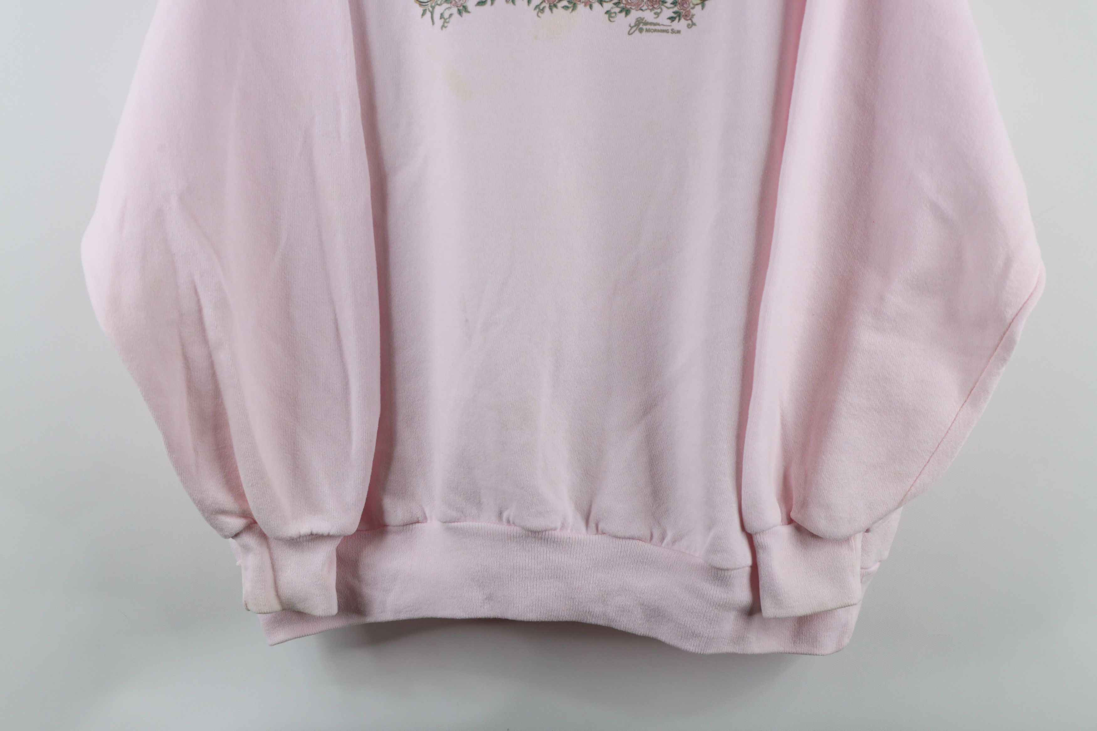 Vintage Vintage 90s Streetwear Flower Collared Sweatshirt Pink USA Size XL / US 12-14 / IT 48-50 - 3 Thumbnail