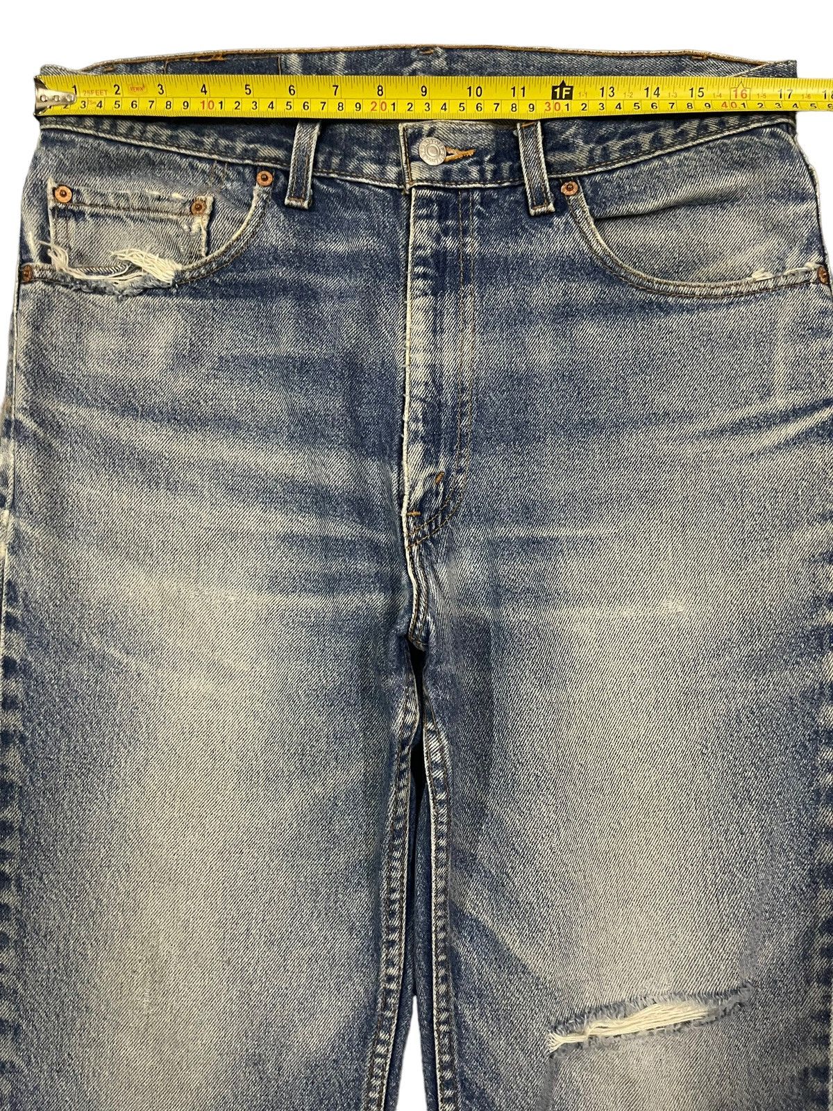 Levi's Vintage 70s Levis 517 Bootcut Blue Wash Distress Jeans Size US 34 / EU 50 - 10 Thumbnail