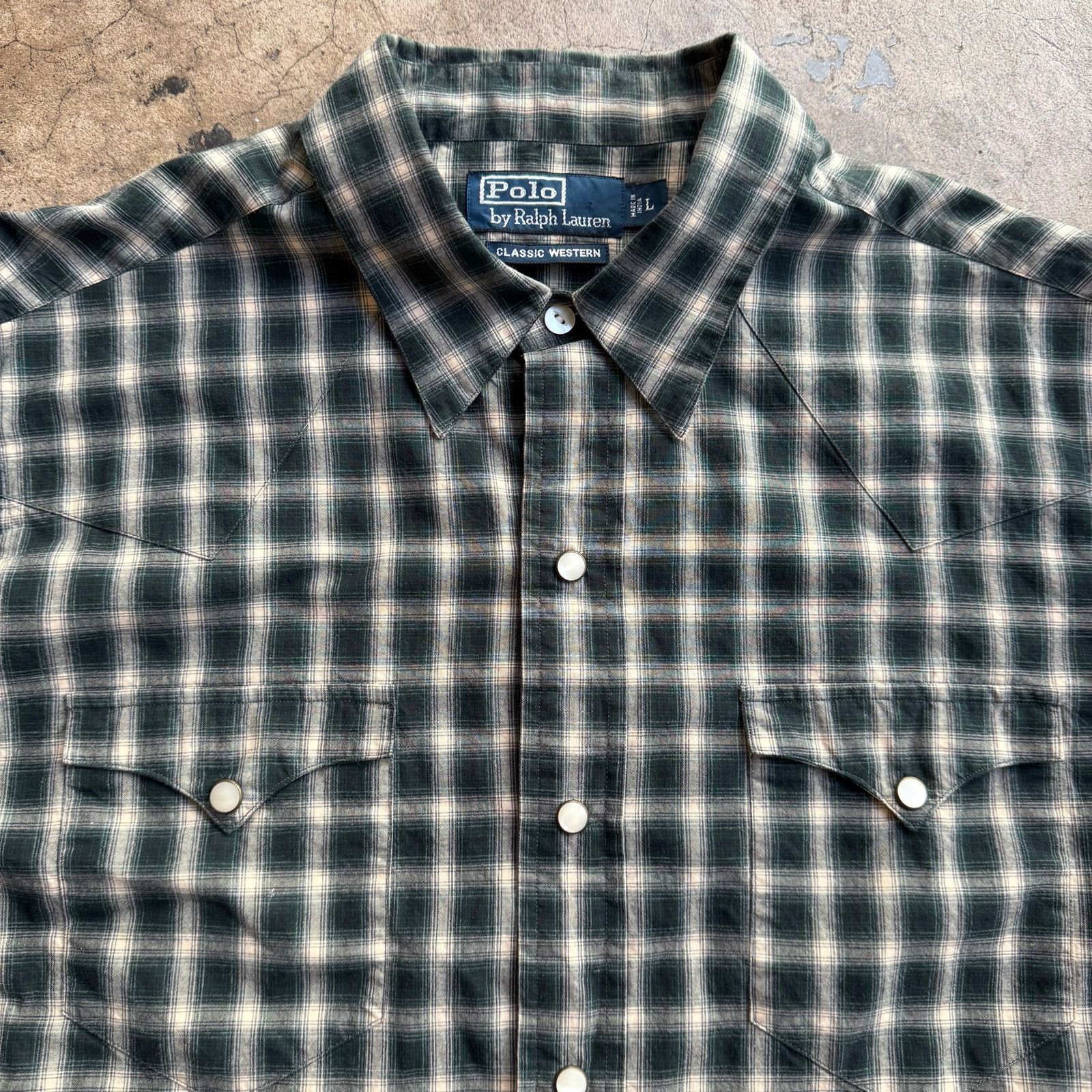 Polo Ralph Lauren VTG Polo Ralph Lauren Classic Western Shirt Pearl Snap Plaid Size US L / EU 52-54 / 3 - 3 Thumbnail