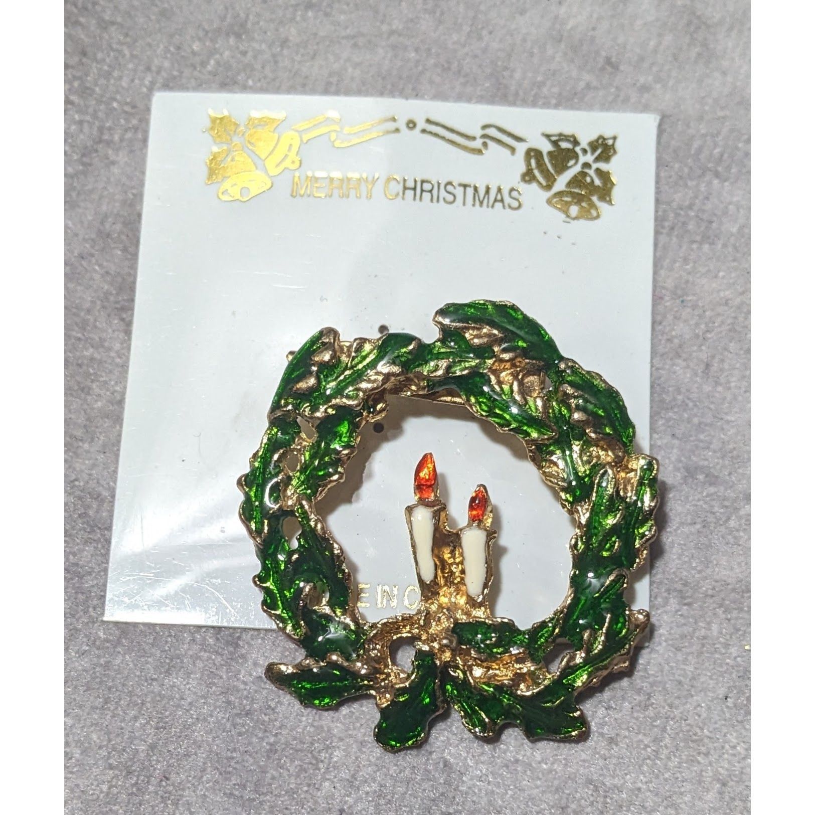 Other Vintage Green And Gold Enamel Holiday Wreath Brooch Size ONE SIZE - 3 Thumbnail