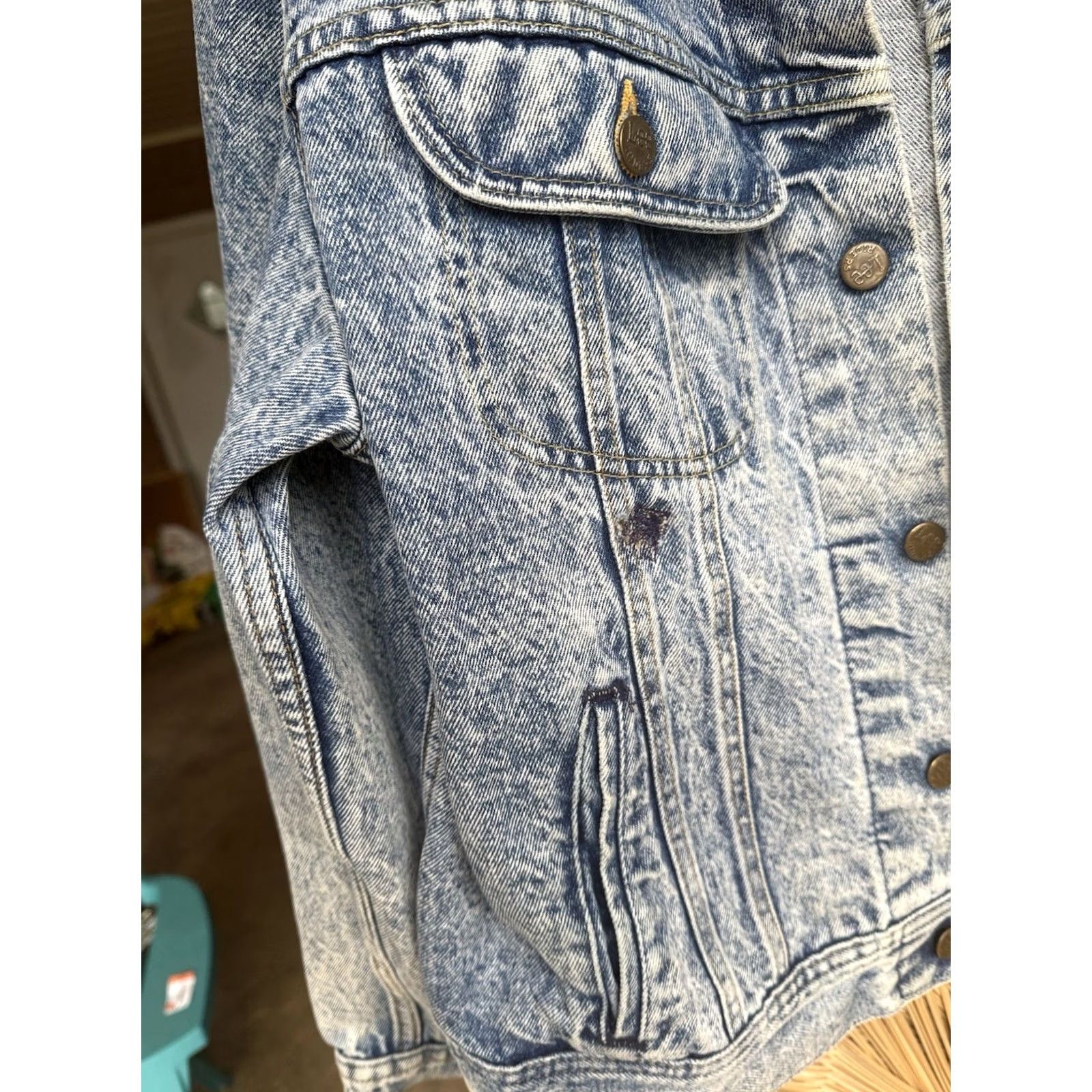 Lee VINTAGE Lee Denim Jacket Acid Wash Button Up USA Men's Large Jacket Coat Size US 33 - 3 Thumbnail