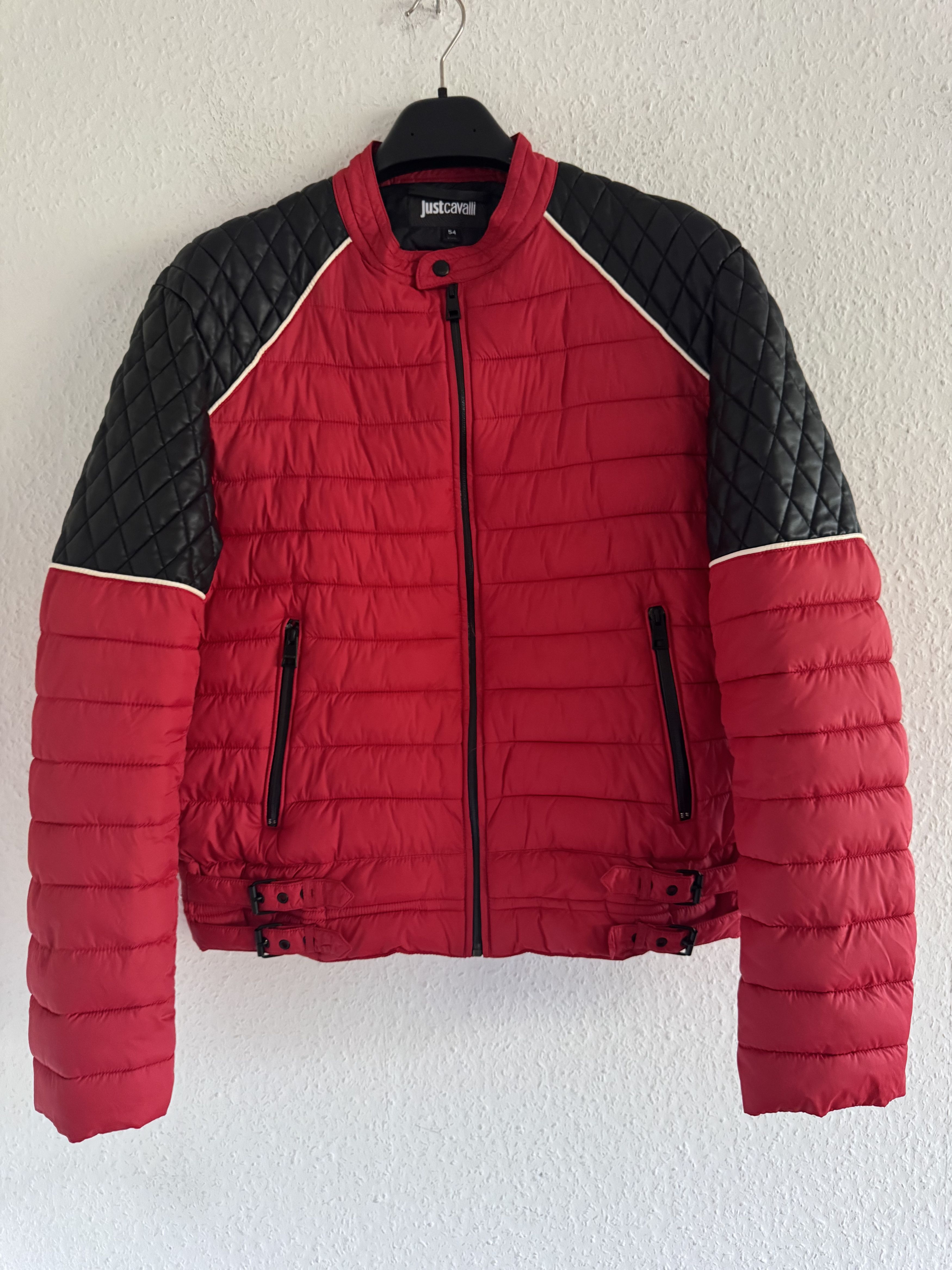 Just Cavalli Quilted Biker Down Jacket With Leather Shoulders Size US XL / EU 56 / 4 - 11 Thumbnail