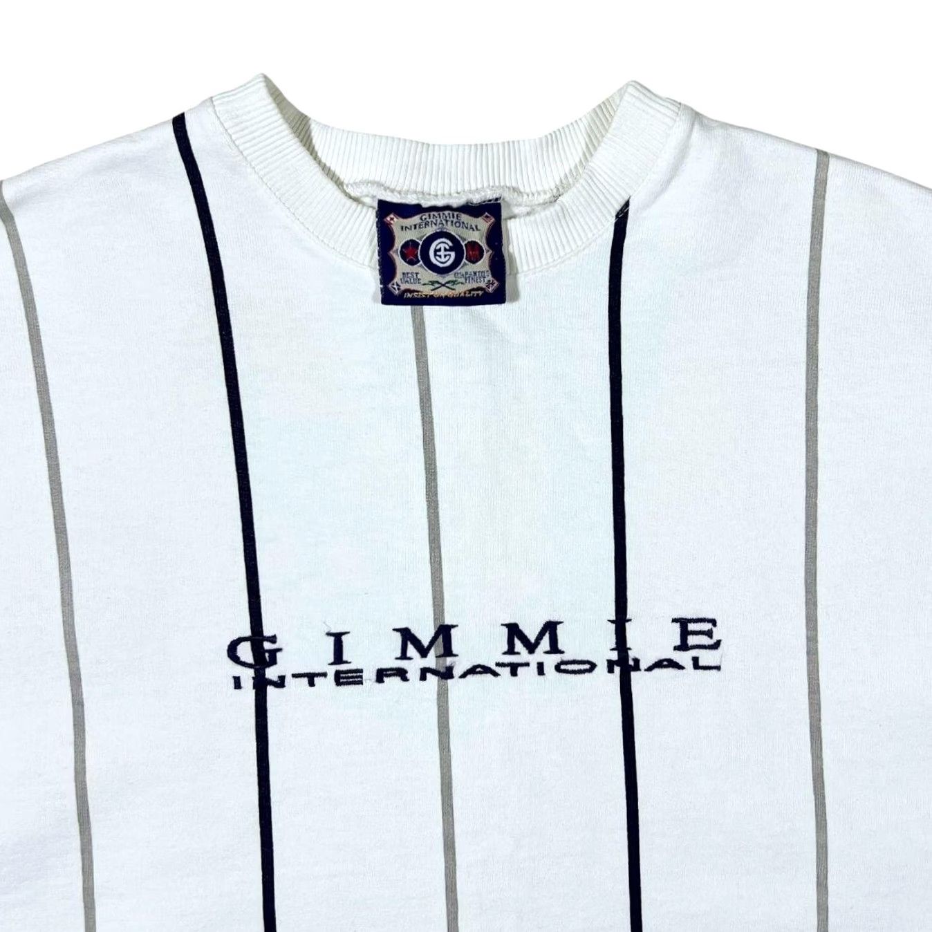 Vintage Vintage Gimmie International Embroidered White Striped Crewneck Sweatshirt M Size US M / EU 48-50 / 2 - 3 Thumbnail