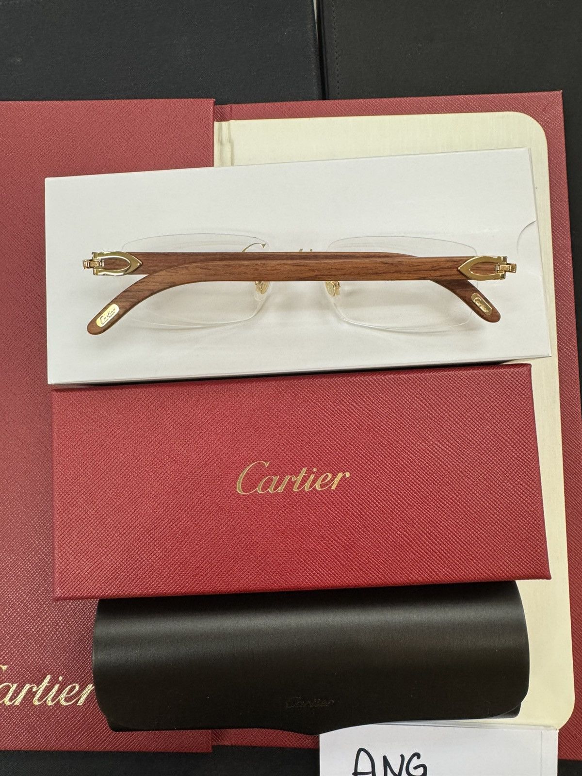 Cartier Cartier Gold Brown Wood Frames Eyeglasses Glassee Size ONE SIZE - 1 Thumbnail